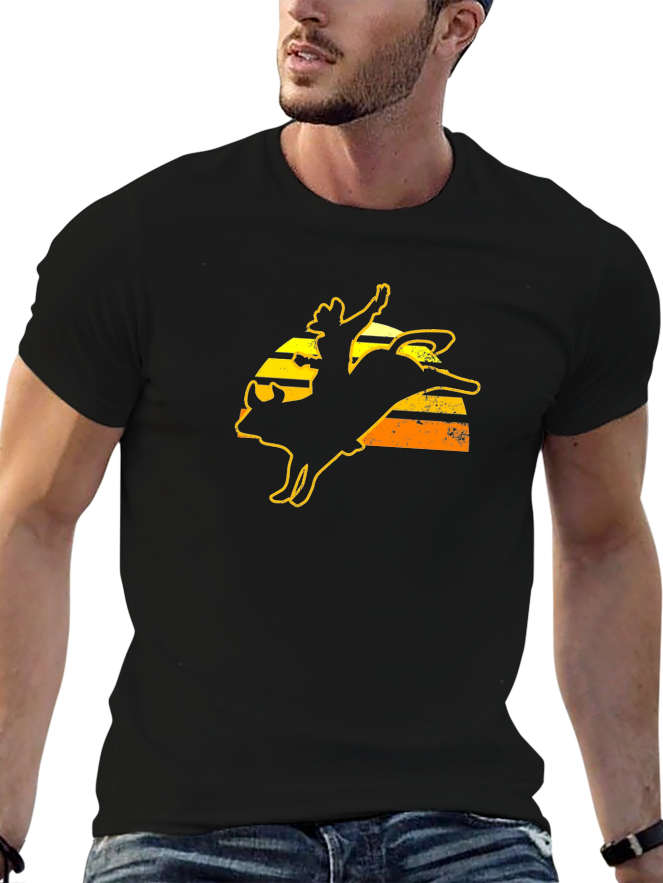 Rodeo Bull Rider Graphic Tee - Black