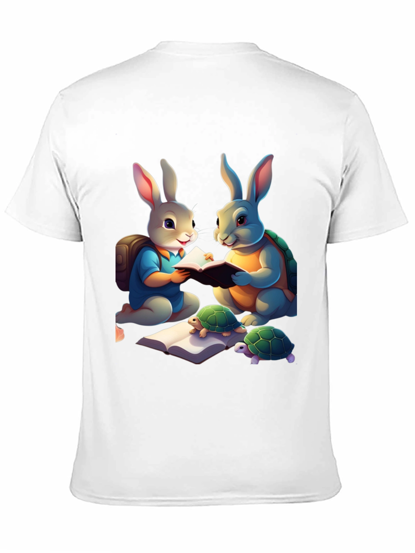 Rabbit and Turtle Reading Book T-Shirt