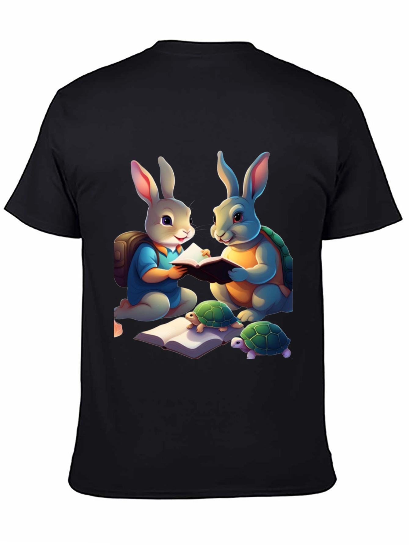 Rabbit and Turtle Reading Book T-Shirt