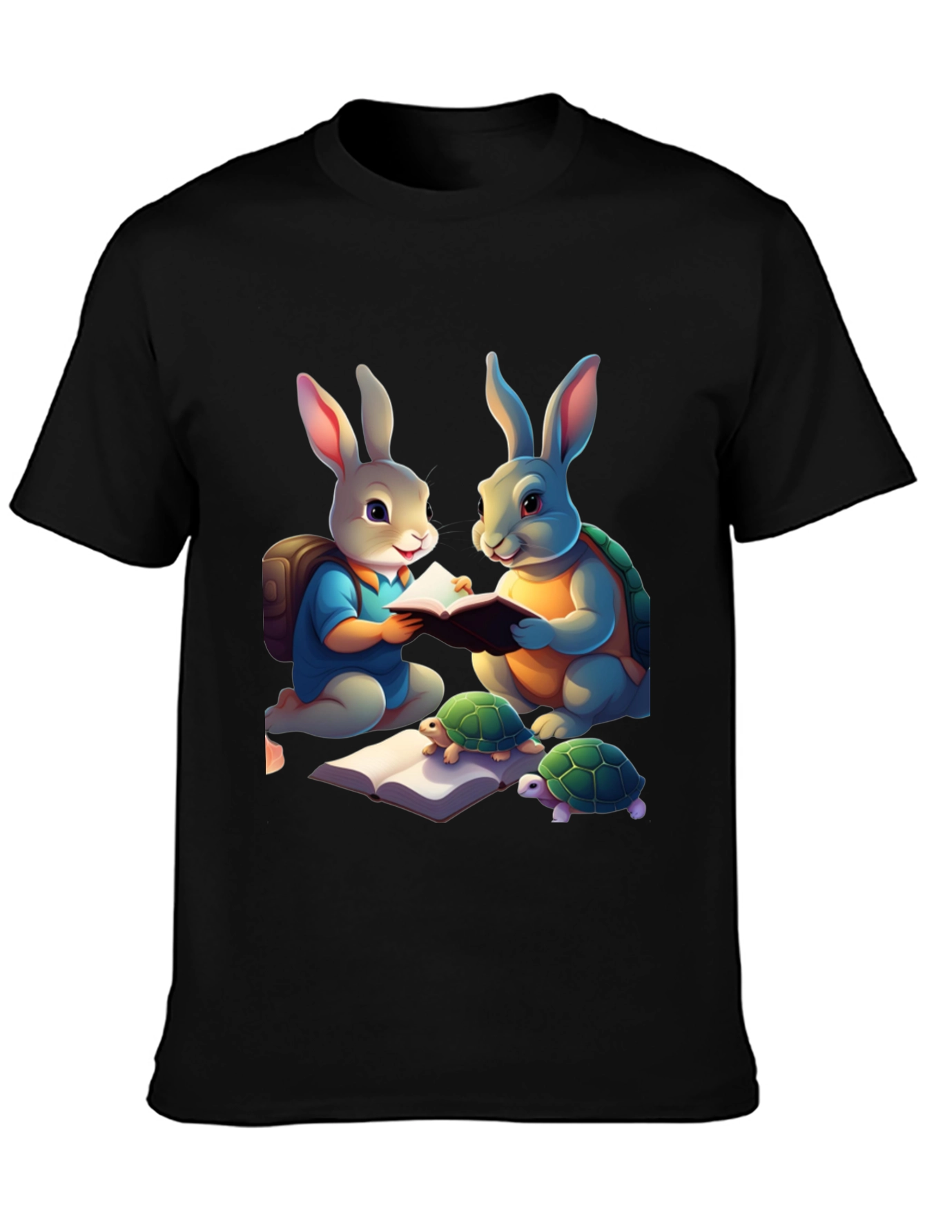 Rabbit and Turtle Reading Book T-Shirt