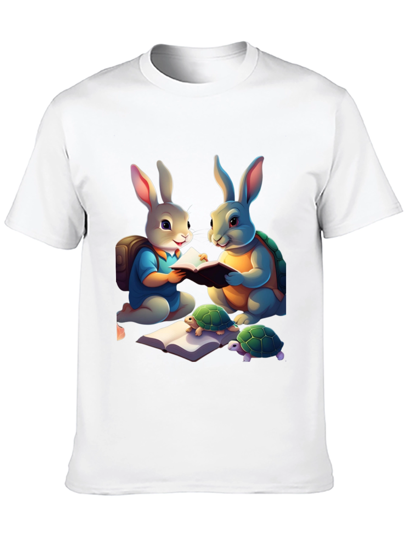 Rabbit and Turtle Reading Book T-Shirt
