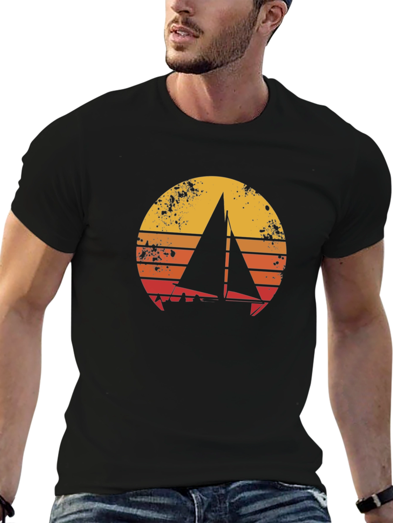Sailboat Sunset Graphic Tee - Retro Style