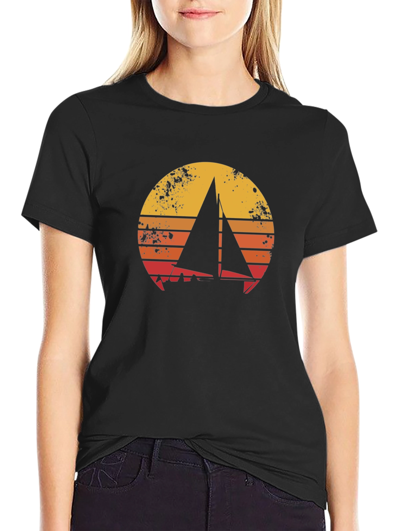 Sailboat Sunset Graphic Tee - Retro Style