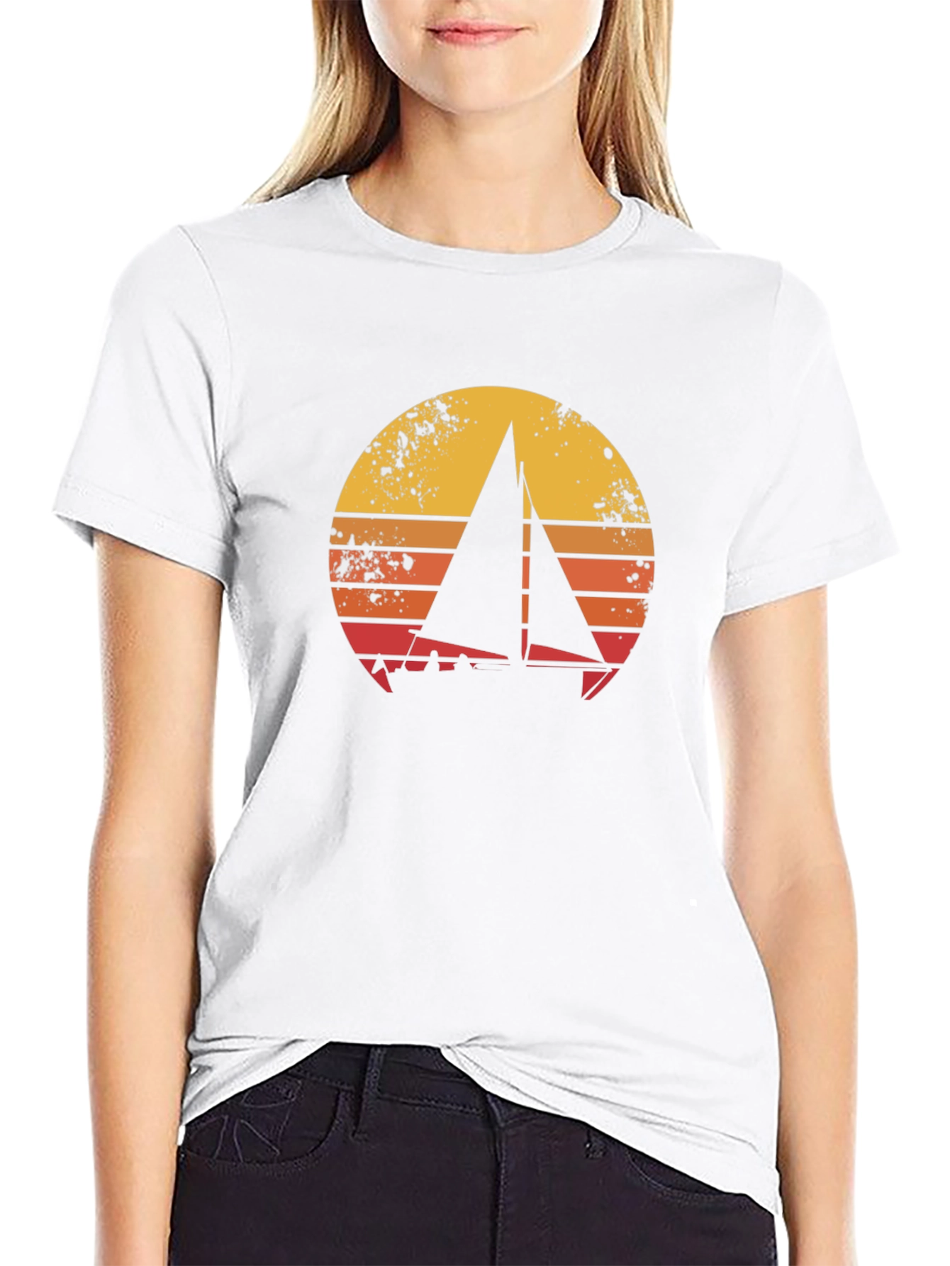 Sailboat Sunset Graphic Tee - Retro Style