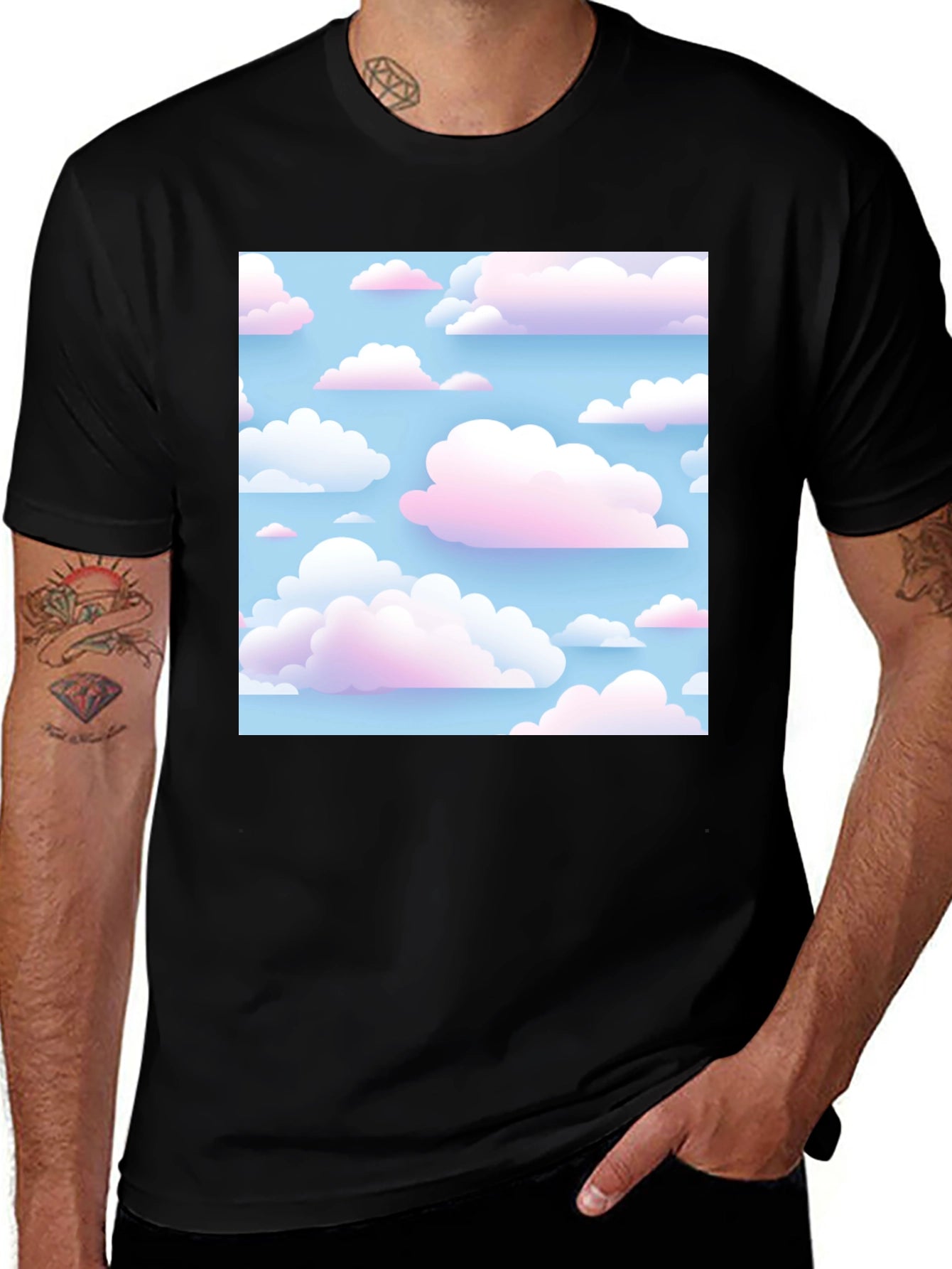 Cloudscape Print Tee - Soft Sky Design