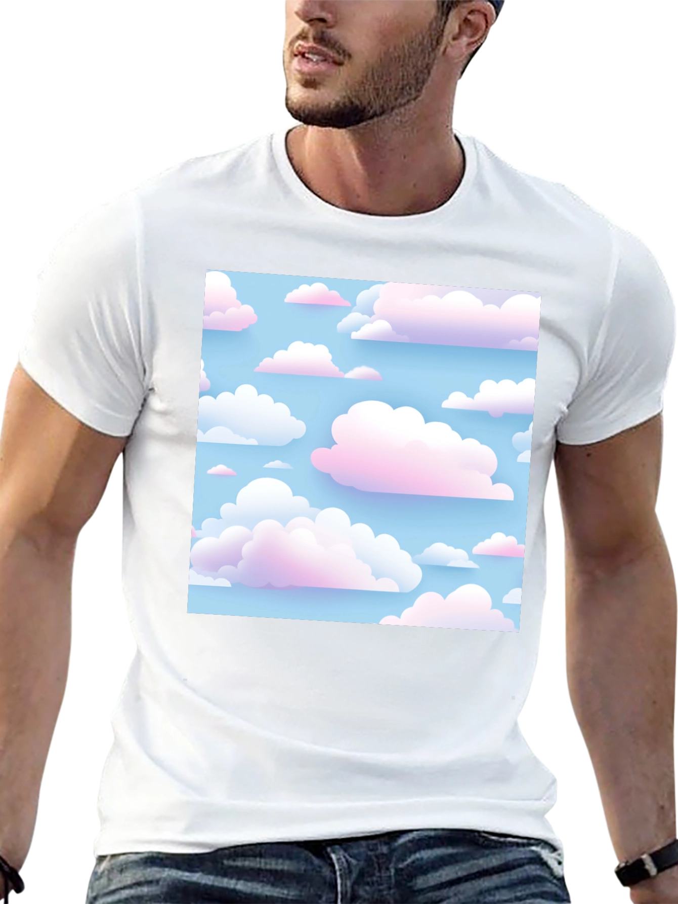 Cloudscape Print Tee - Soft Sky Design