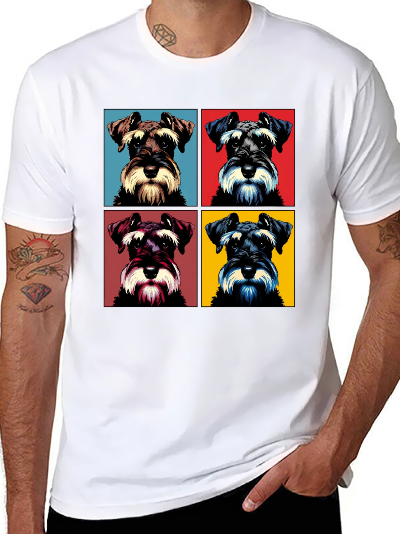 Schnauzer Pop Art Graphic T-Shirt