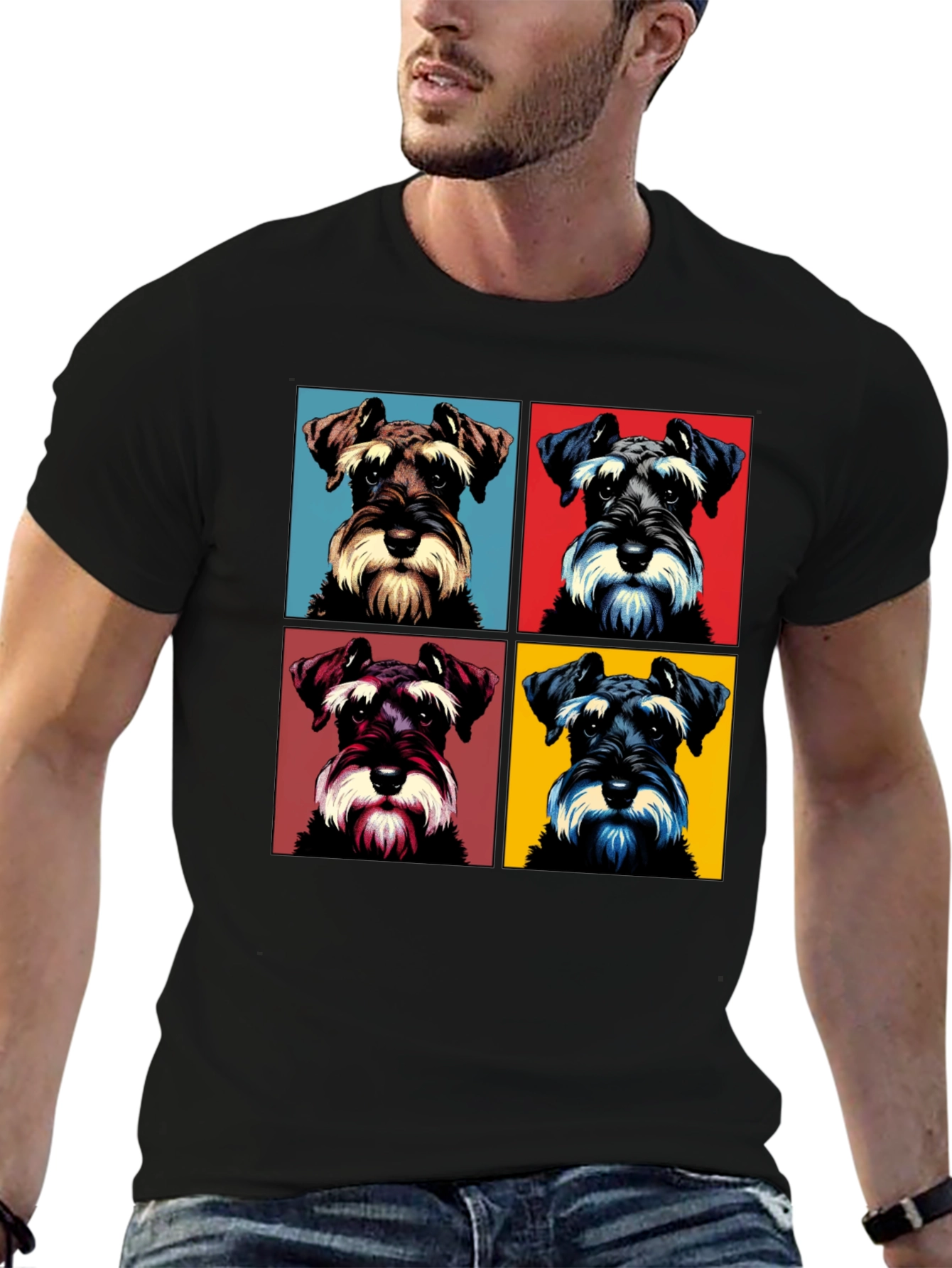 Schnauzer Pop Art Graphic T-Shirt