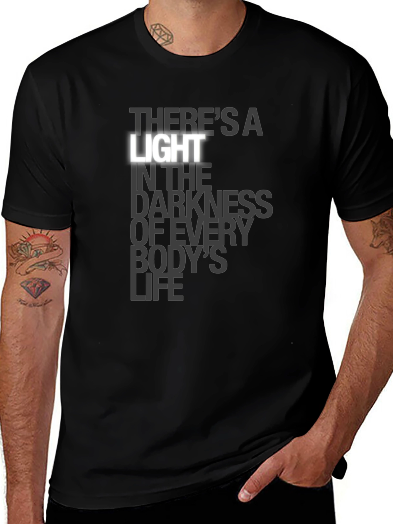 Theres a Light Graphic Print Black T-Shirt