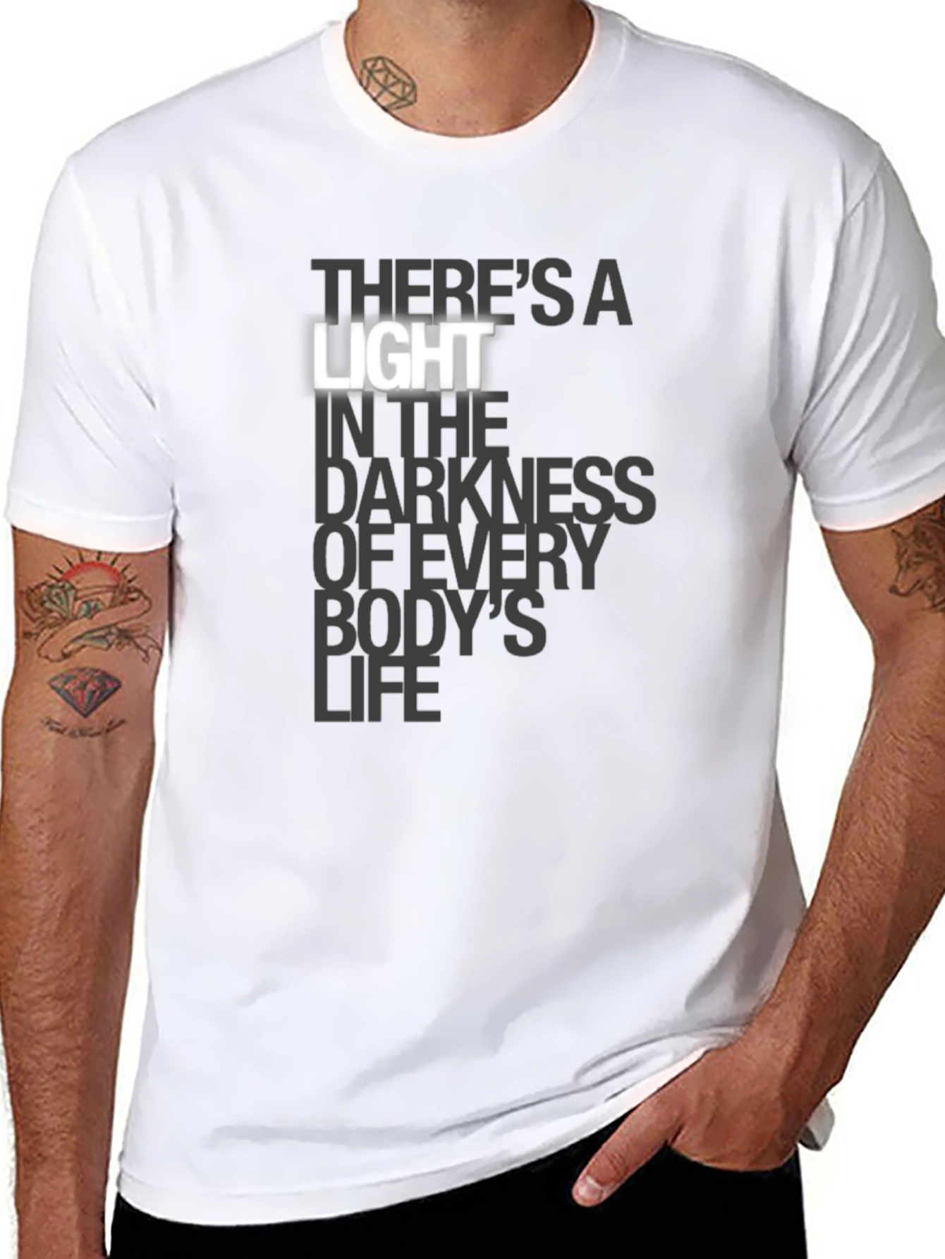 Theres a Light Graphic Print Black T-Shirt