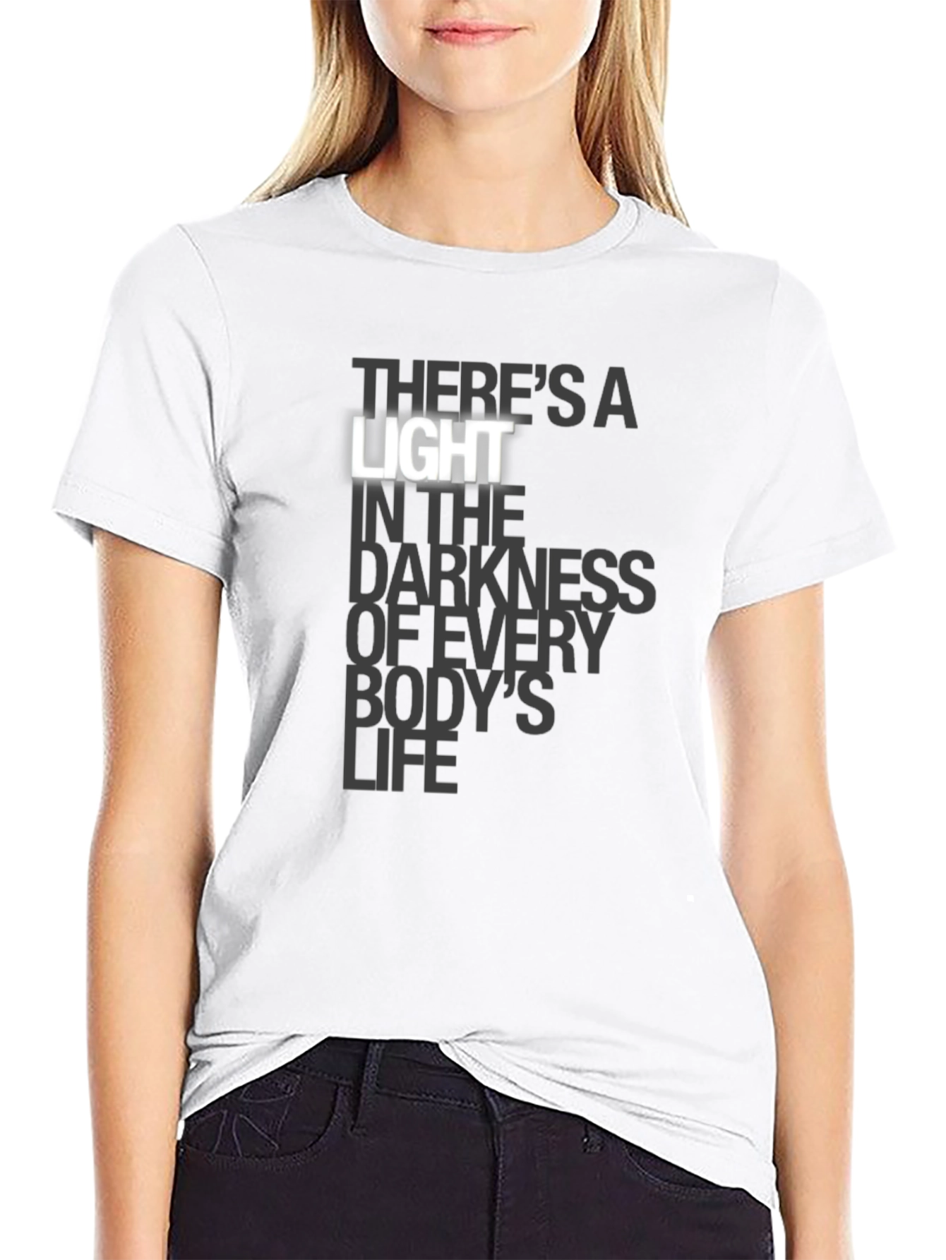 Theres a Light Graphic Print Black T-Shirt