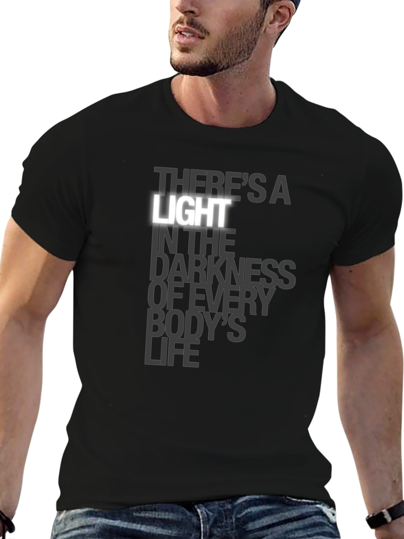 Theres a Light Graphic Print Black T-Shirt
