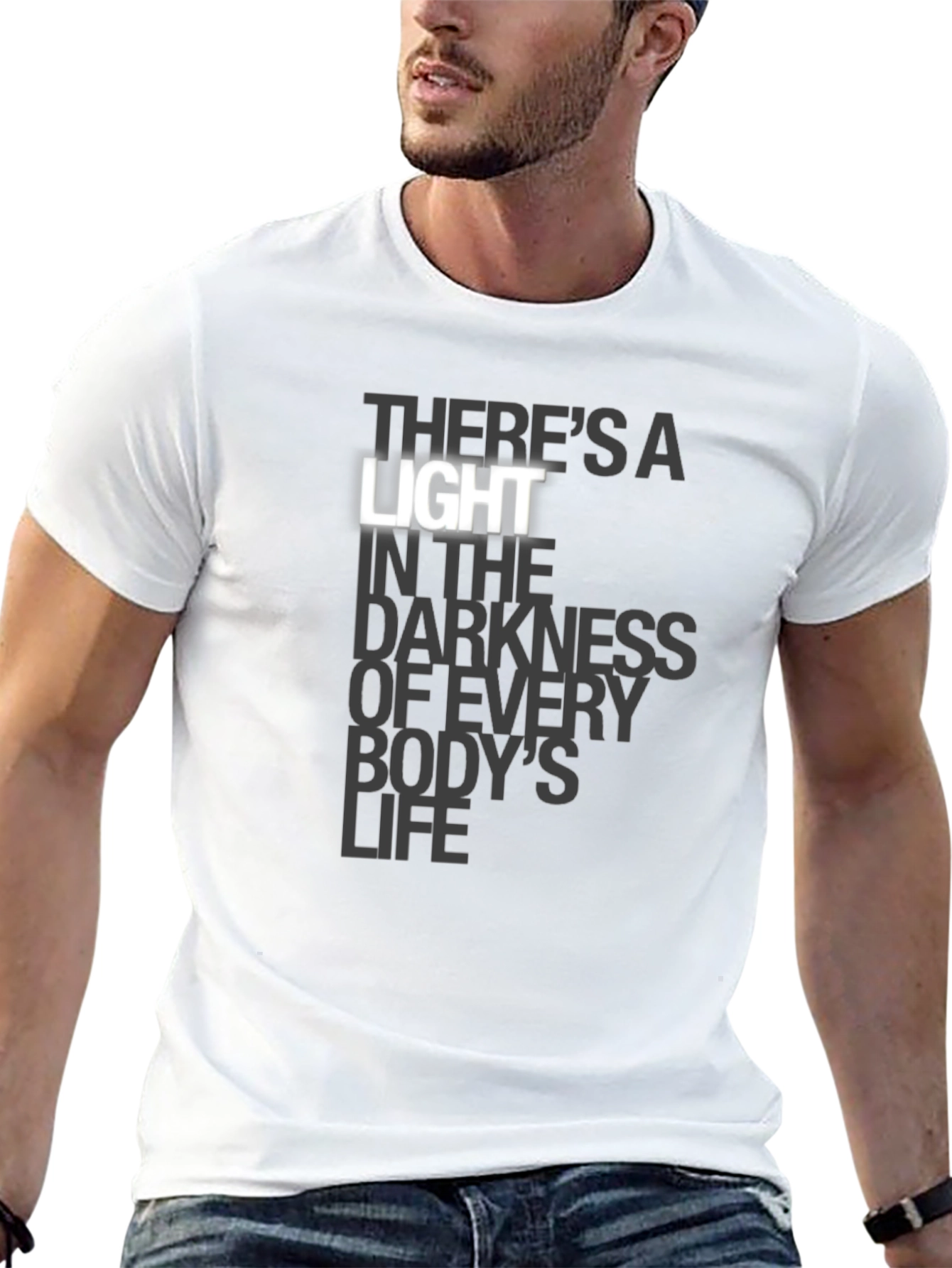 Theres a Light Graphic Print Black T-Shirt