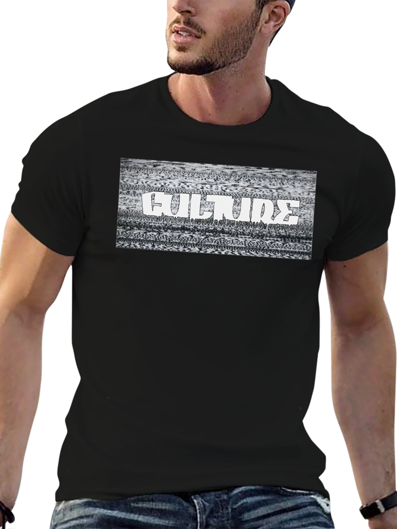 Culture Glitch Graphic T-Shirt - Black