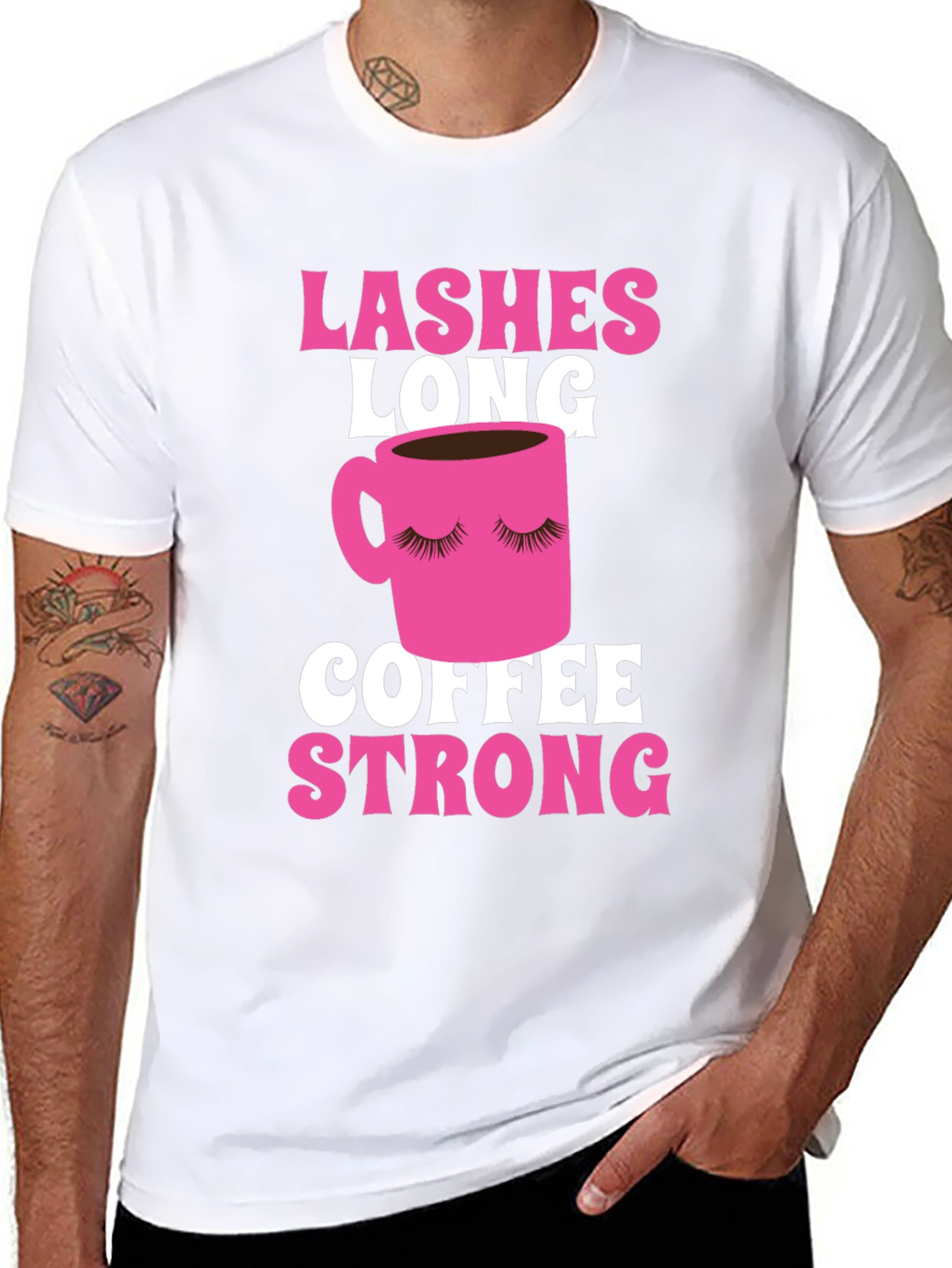 Lashes Long Coffee Strong Graphic Tee - Black