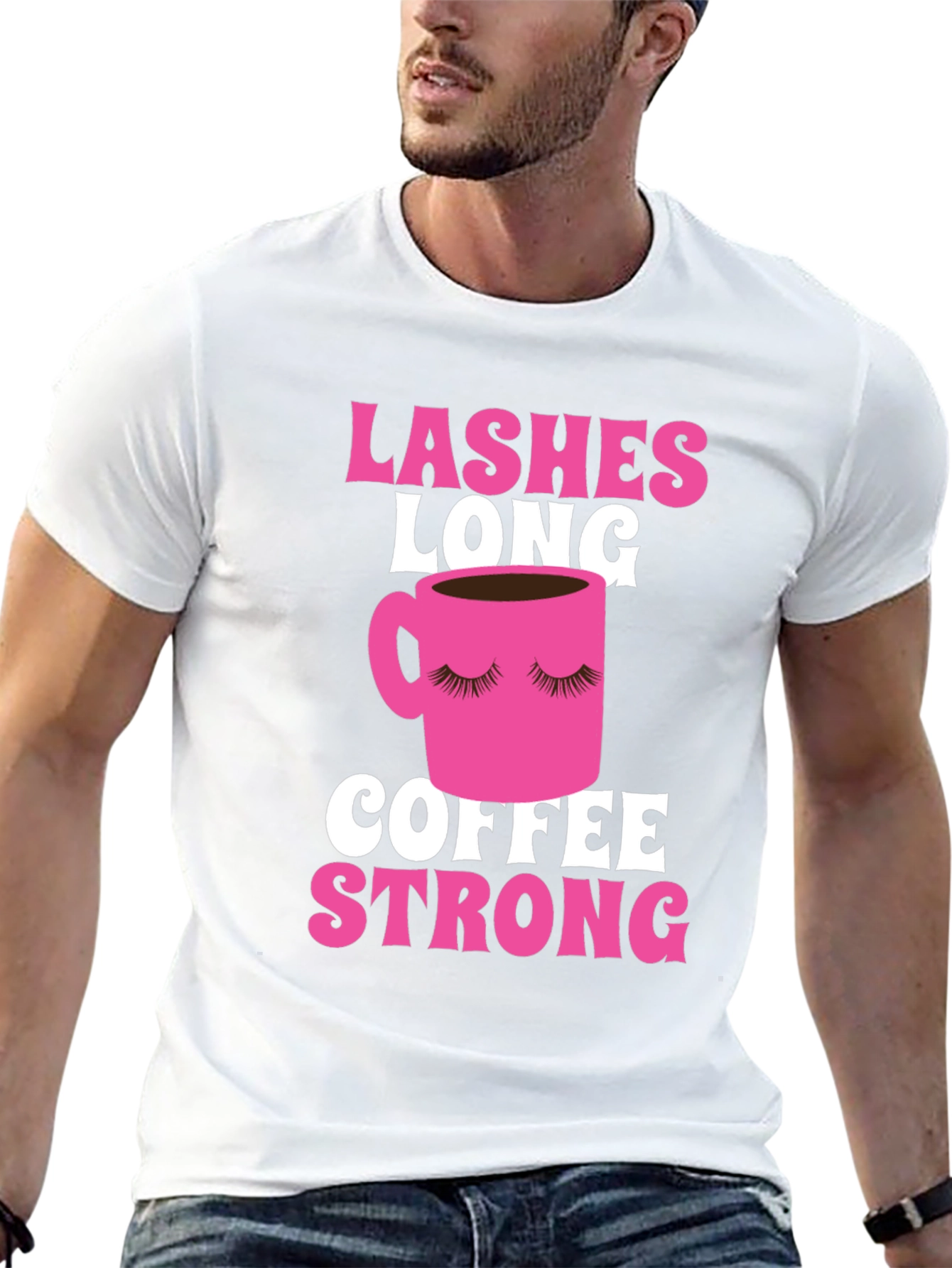 Lashes Long Coffee Strong Graphic Tee - Black