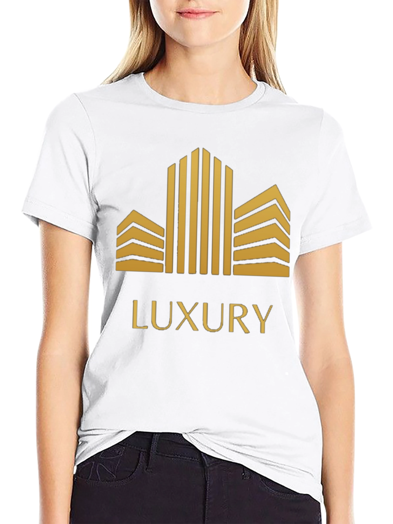 Luxury Gold Building Graphic Tee Shirt