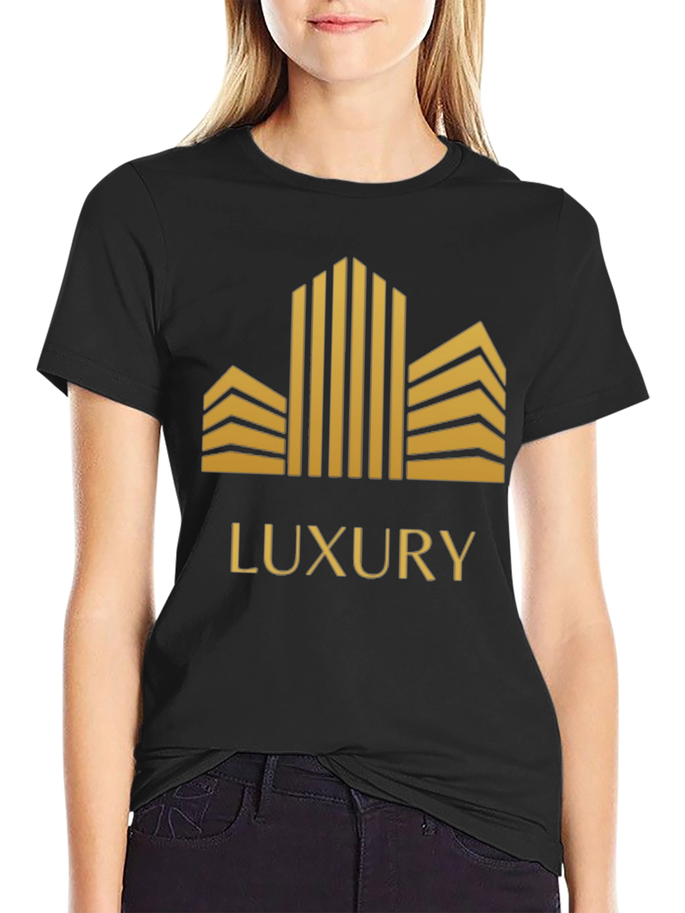Luxury Gold Building Graphic Tee Shirt