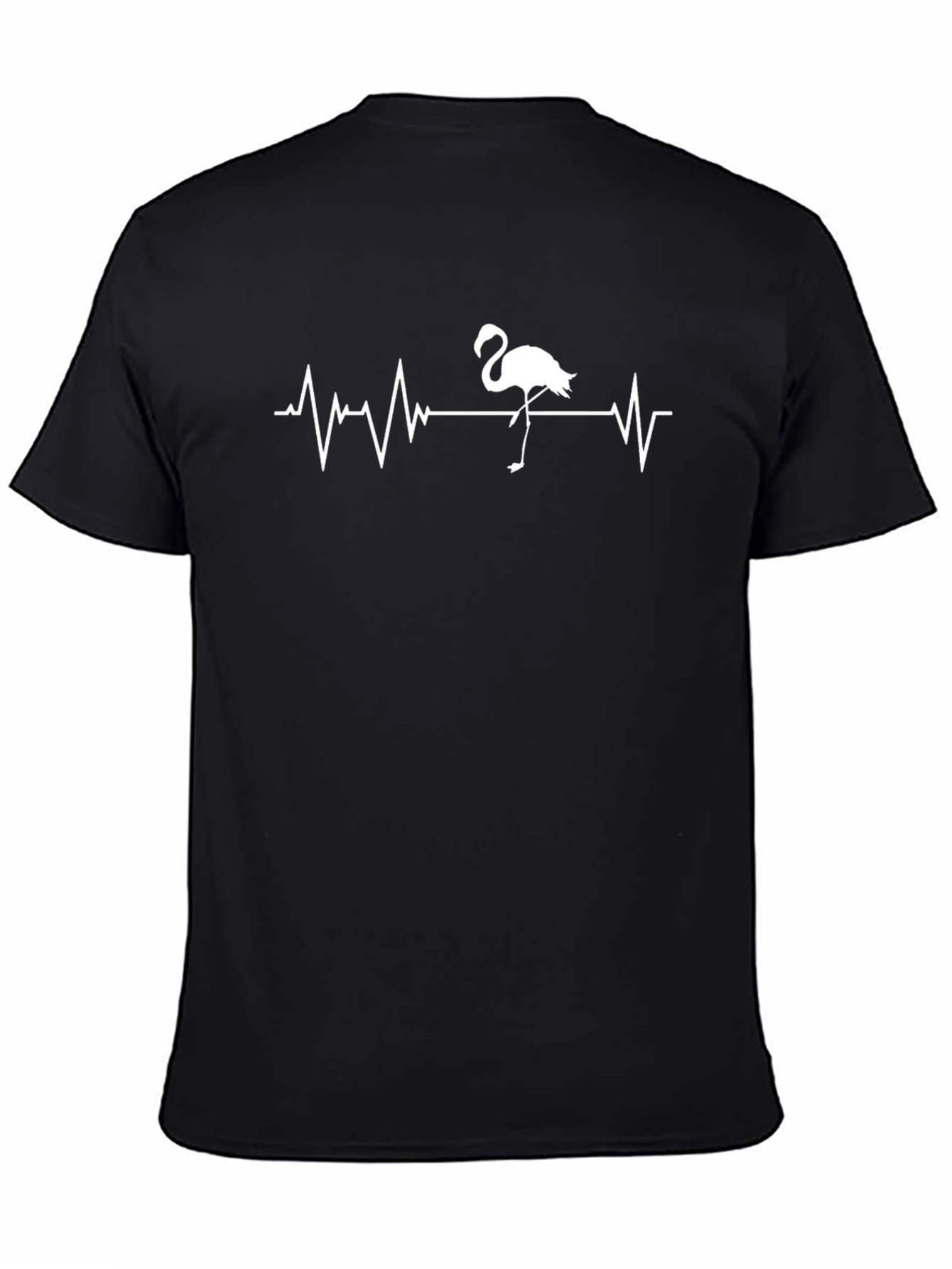 Flamingo Heartbeat T-Shirt - Black Cotton Tee