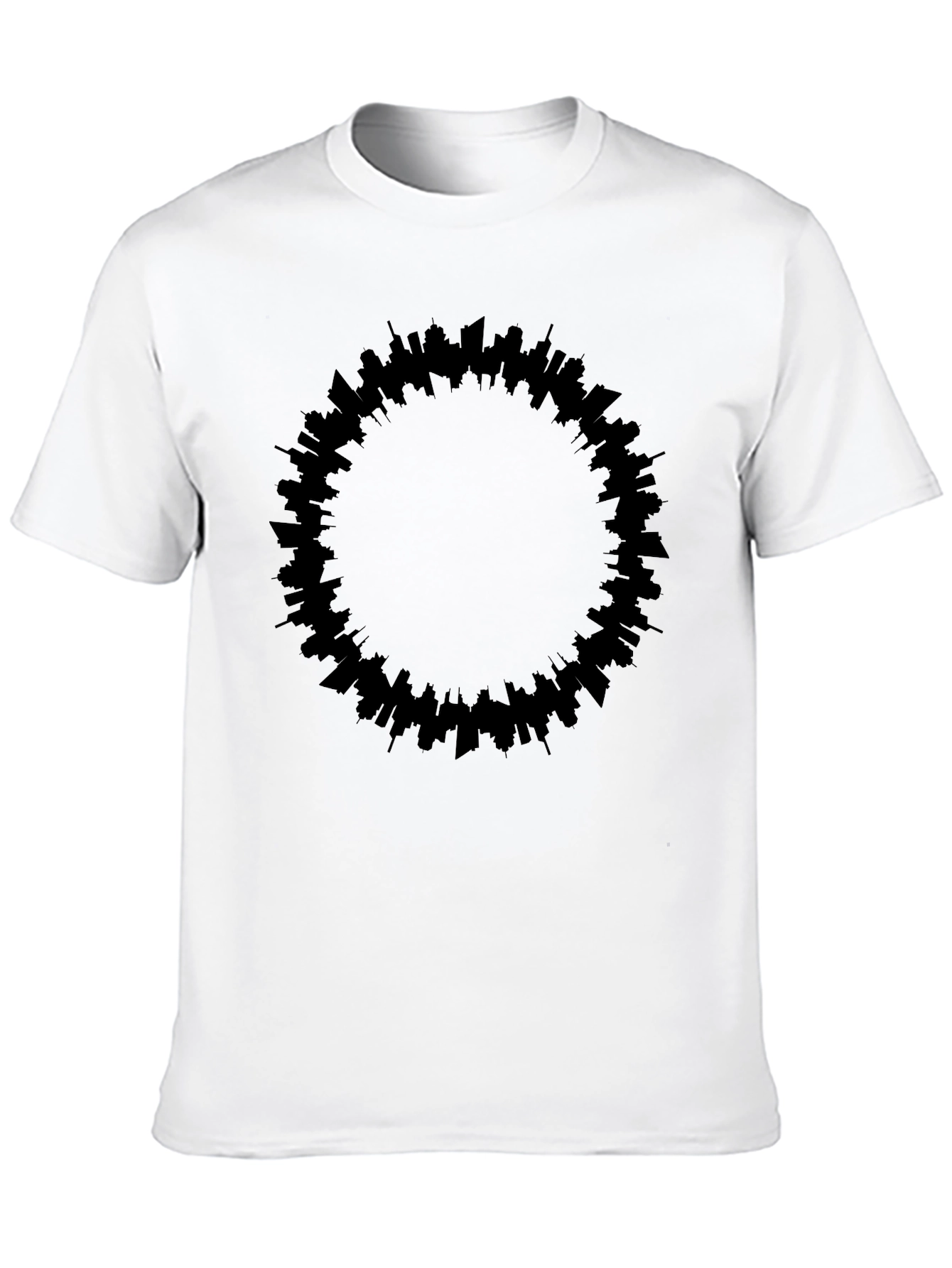 Modern Cityscape Circle Black Tee
