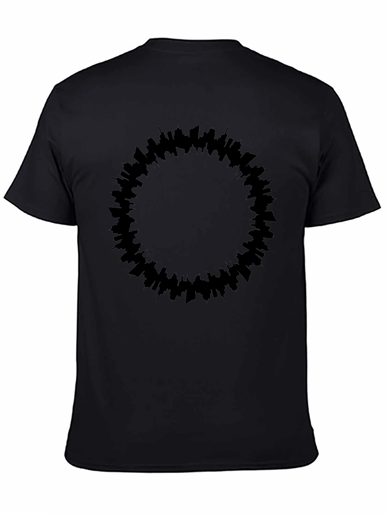Modern Cityscape Circle Black Tee