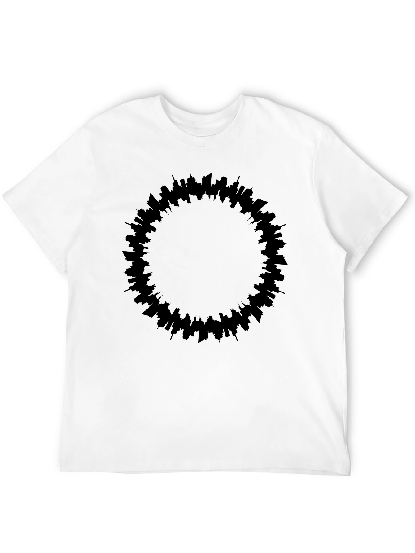 Modern Cityscape Circle Black Tee