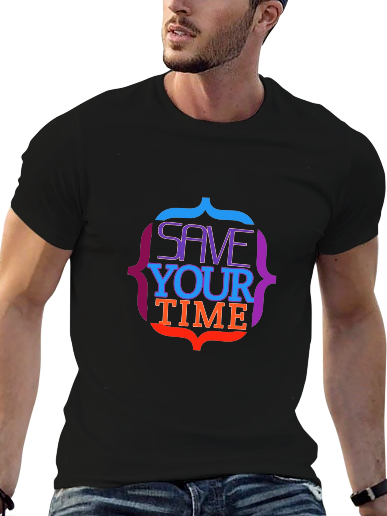Save Your Time Graphic Tee - Stylish Black T-Shirt
