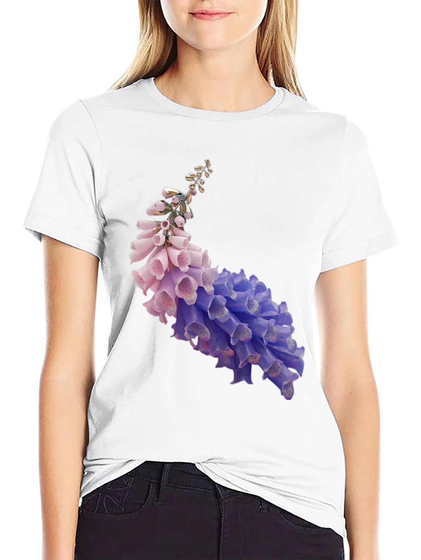 Floral Print T-Shirt - Stylish Black Tee
