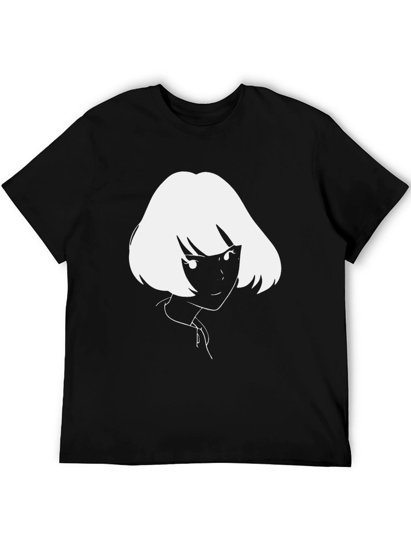 Anime Girl Graphic Tee - Black Cotton T-Shirt