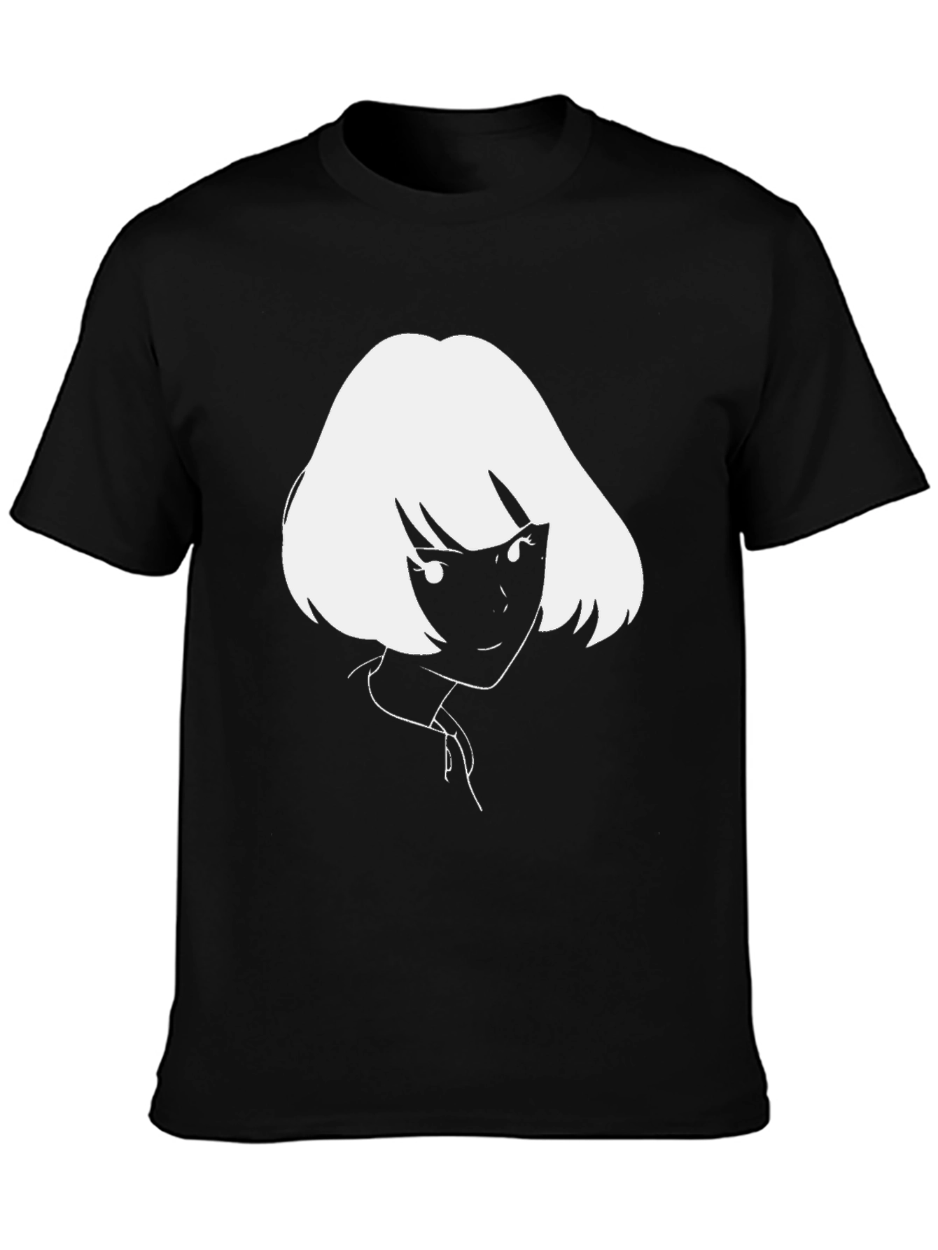 Anime Girl Graphic Tee - Black Cotton T-Shirt