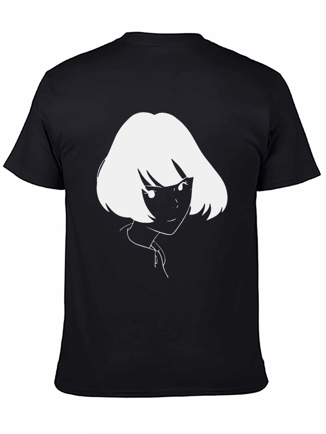 Anime Girl Graphic Tee - Black Cotton T-Shirt