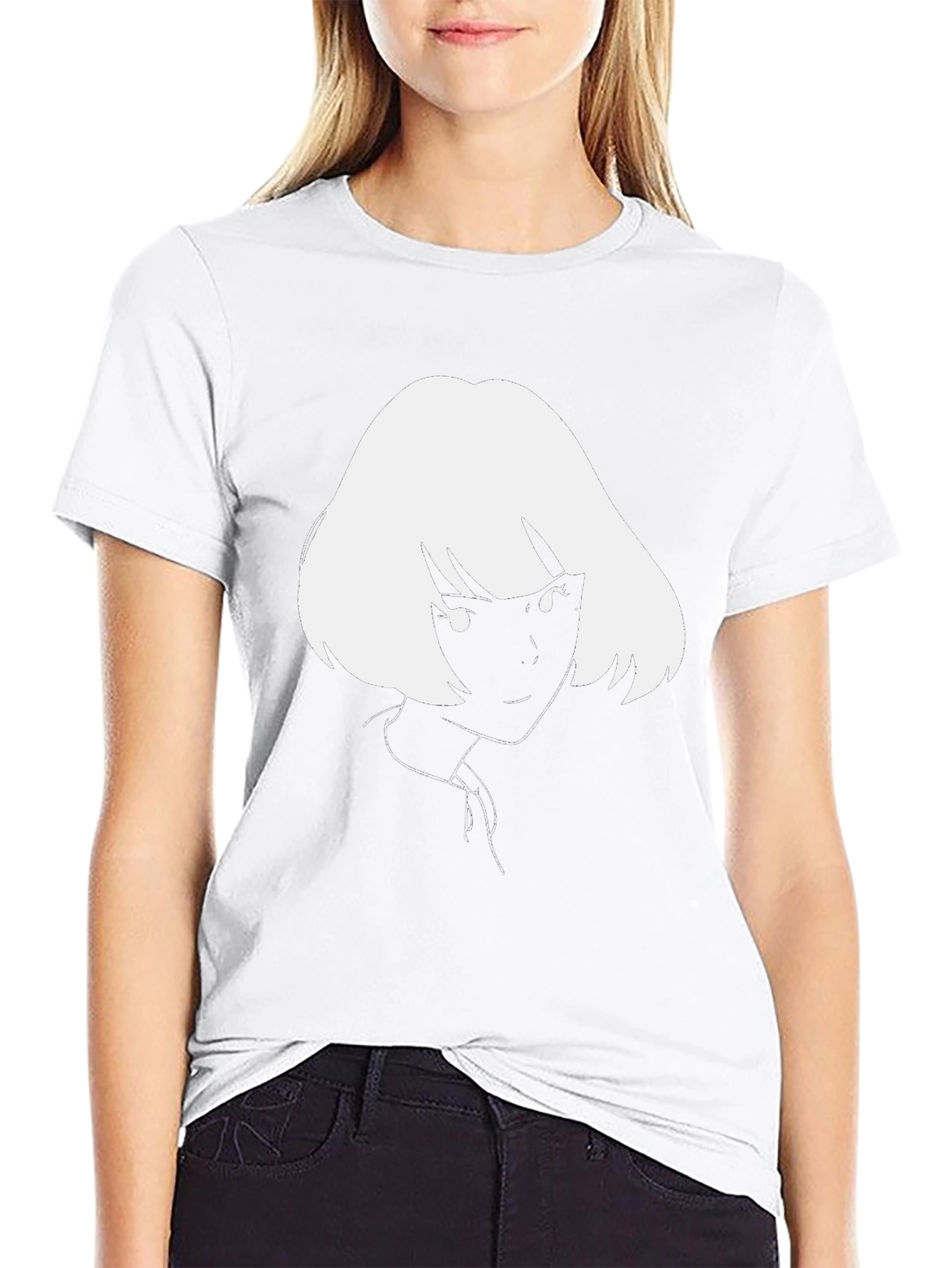 Anime Girl Graphic Tee - Black Cotton T-Shirt
