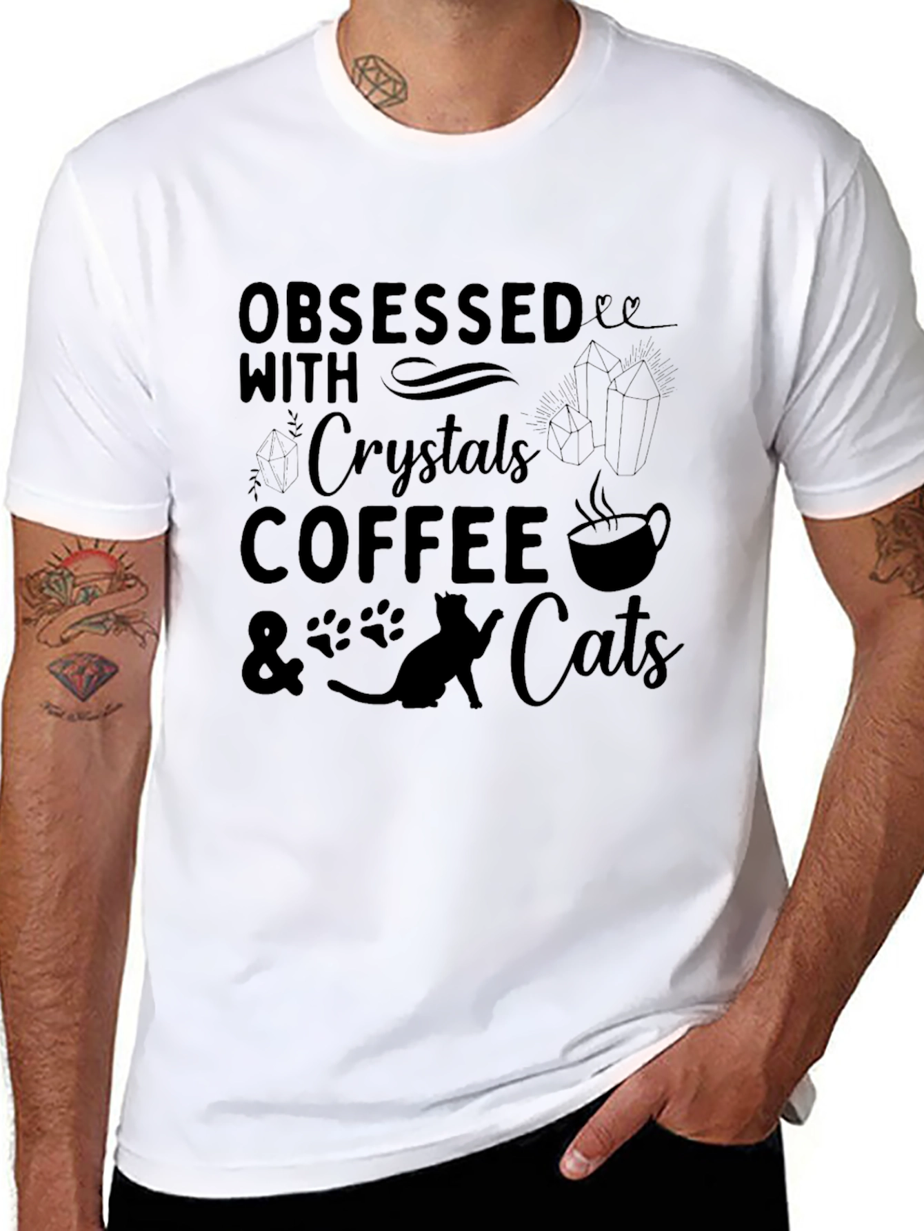 Obsessed with Crystals Coffee Cats T-Shirt