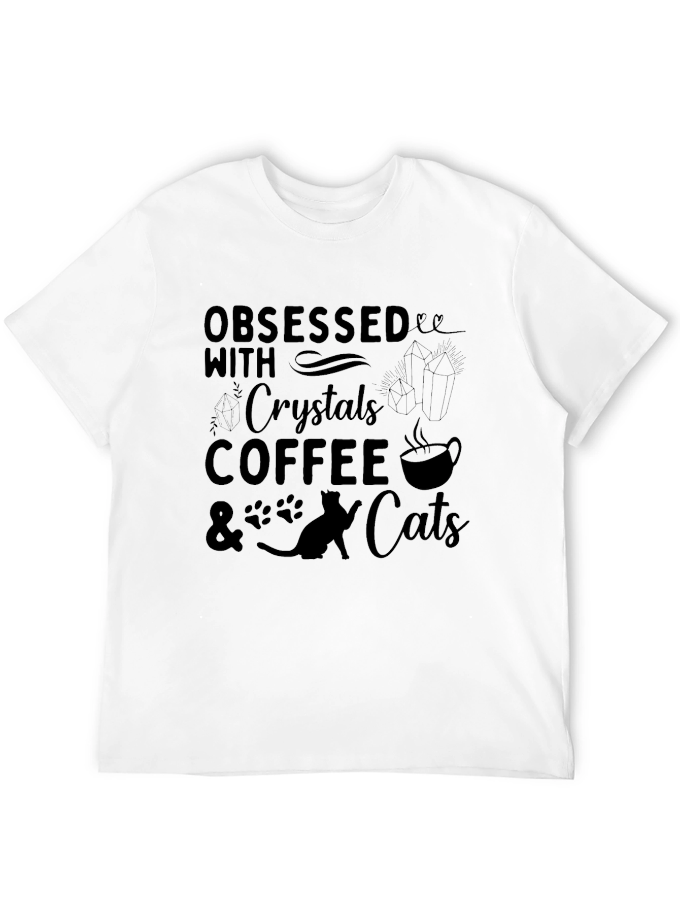 Obsessed with Crystals Coffee Cats T-Shirt