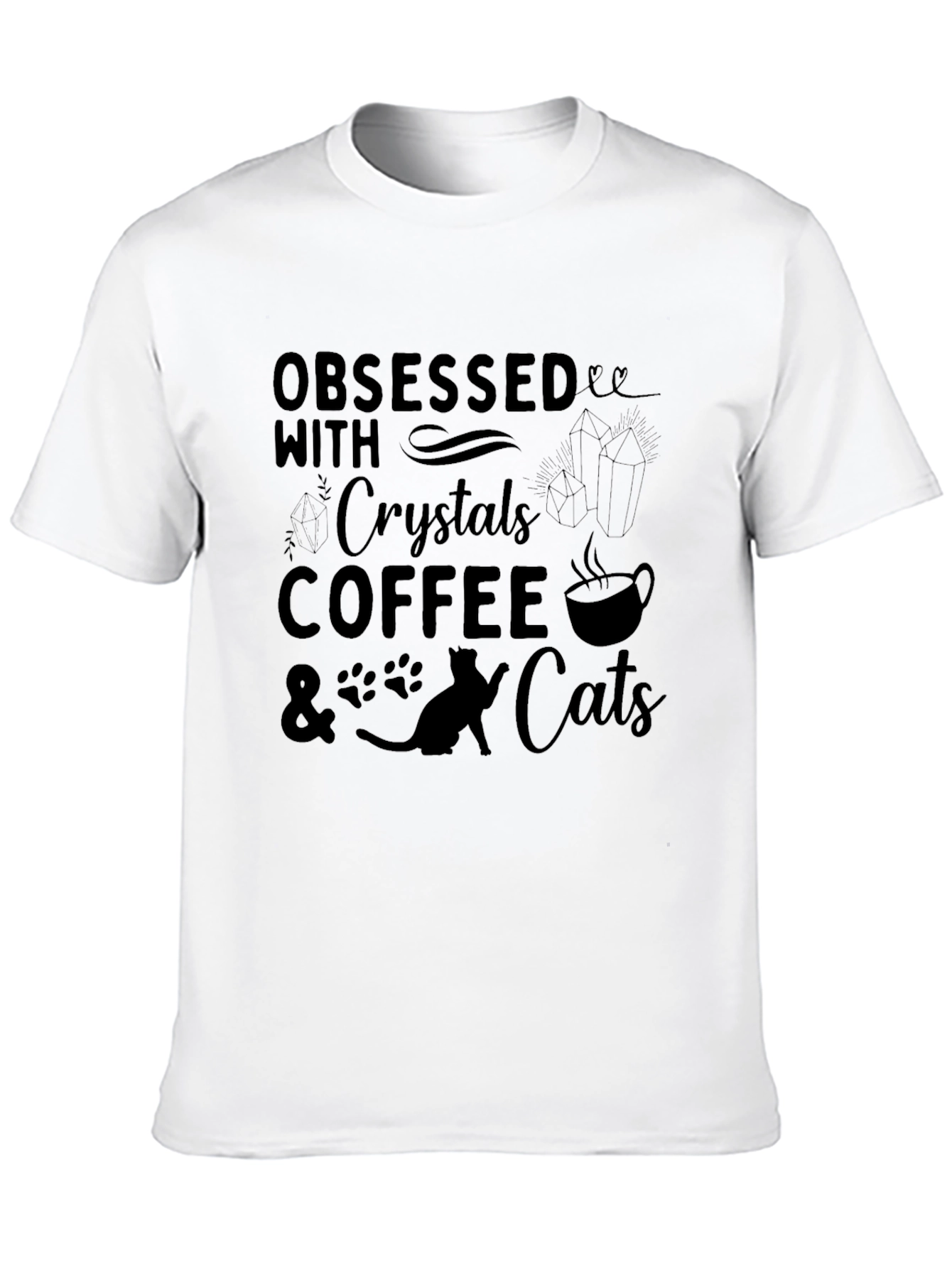 Obsessed with Crystals Coffee Cats T-Shirt