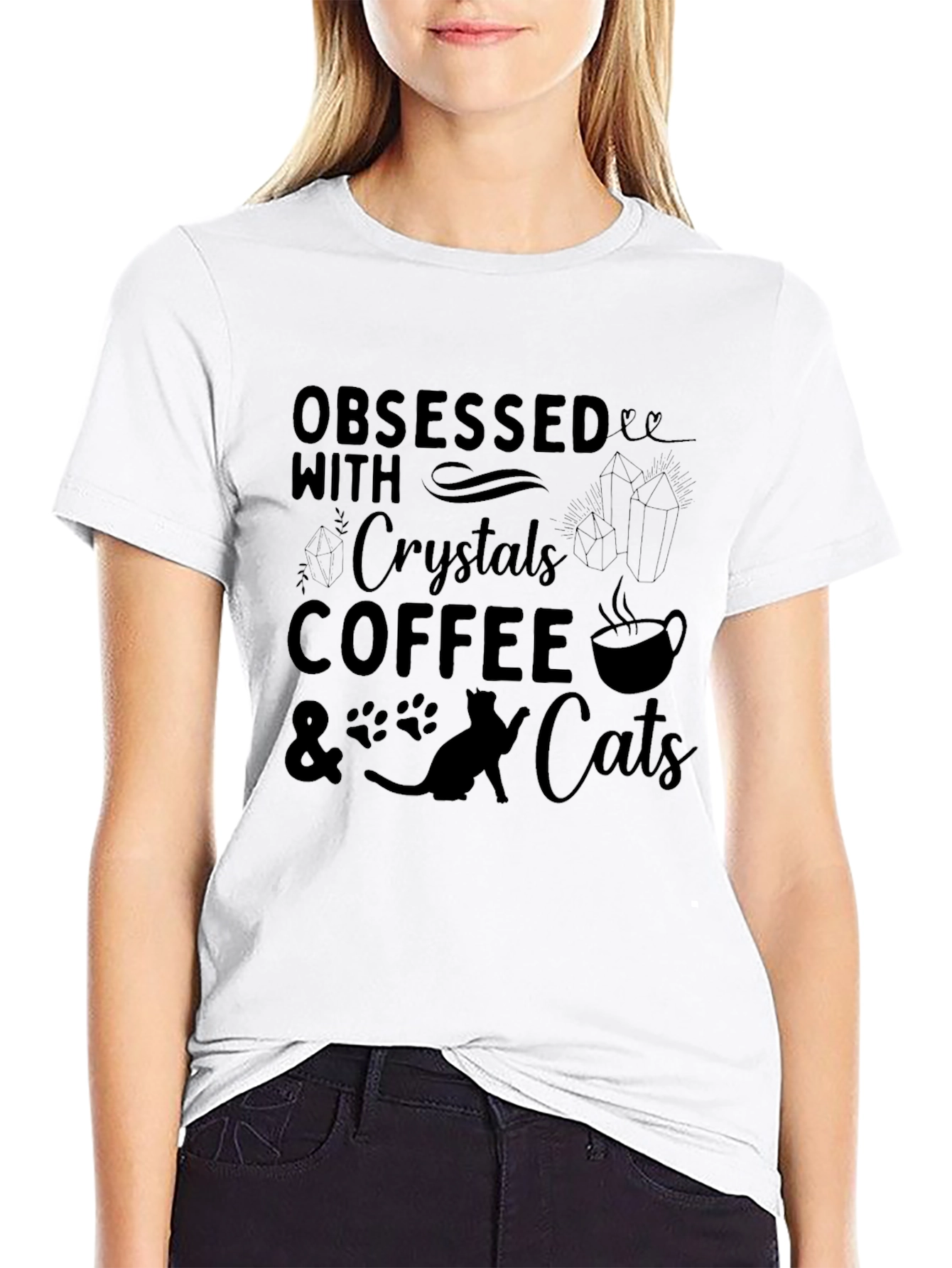Obsessed with Crystals Coffee Cats T-Shirt