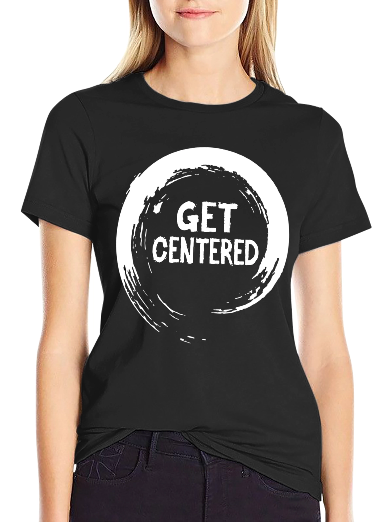 Get Centered Graphic Tee - Relaxed Fit Black T-Shirt