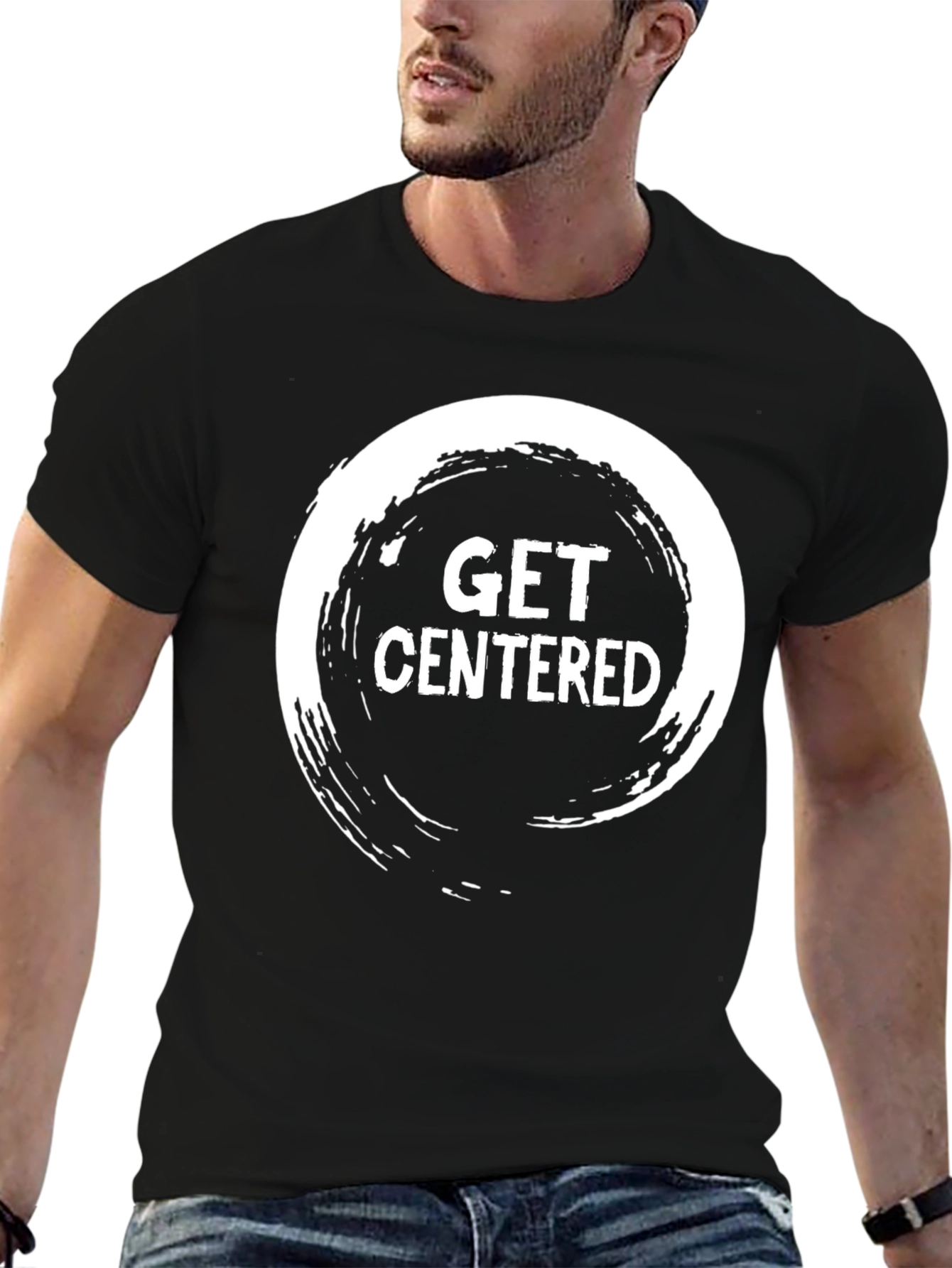 Get Centered Graphic Tee - Relaxed Fit Black T-Shirt