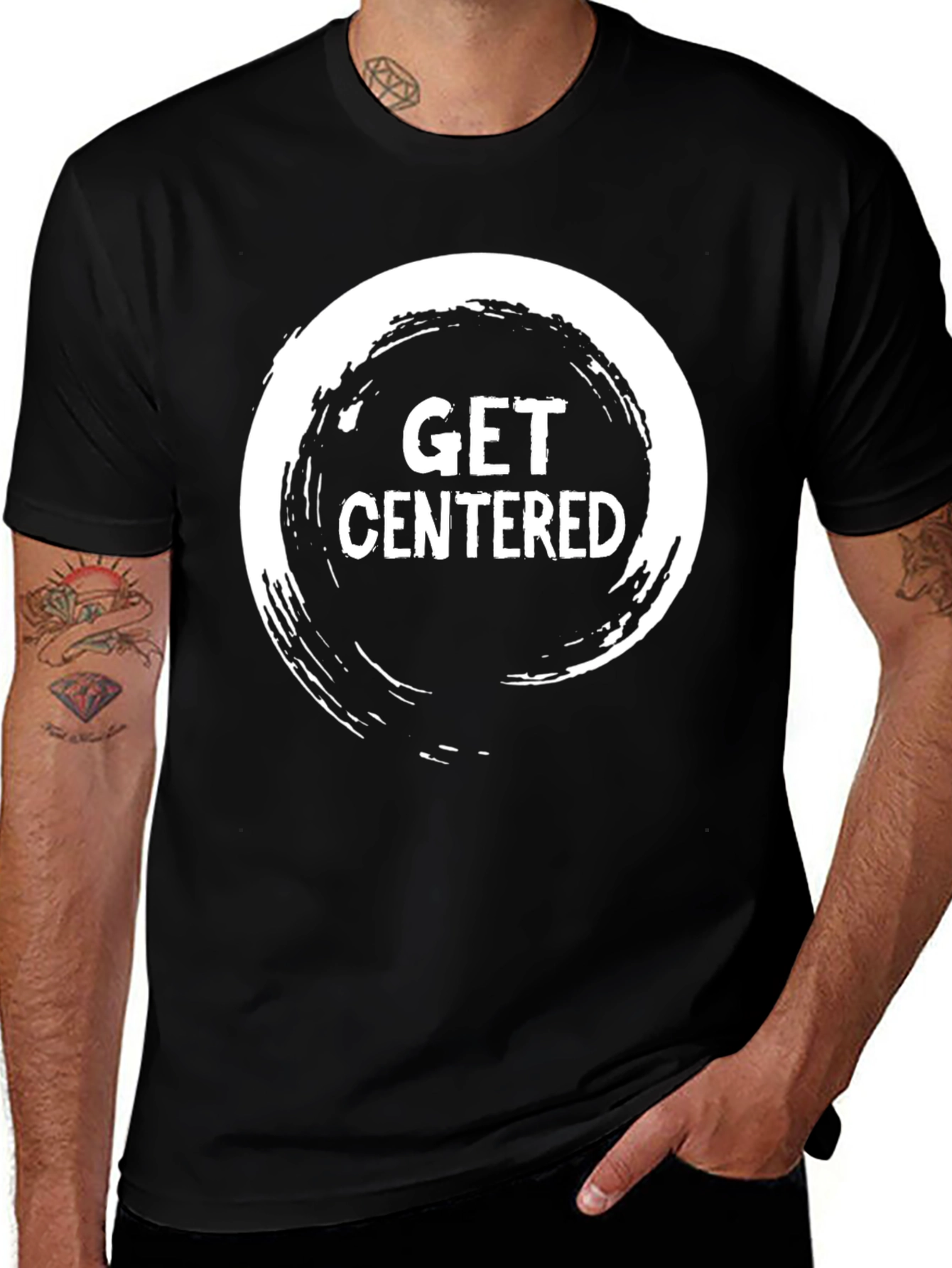 Get Centered Graphic Tee - Relaxed Fit Black T-Shirt