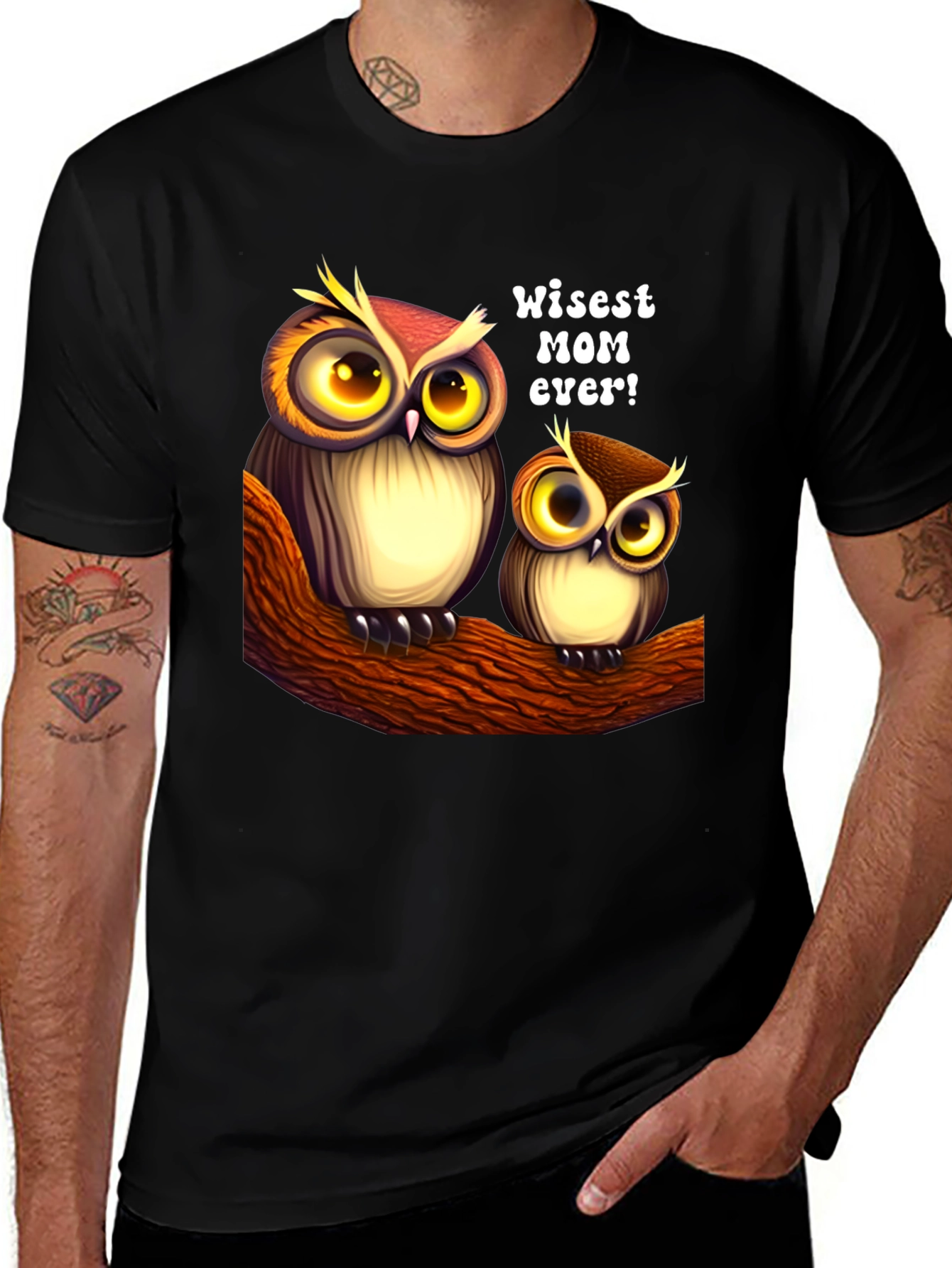 Wise Mom Owl Graphic T-Shirt