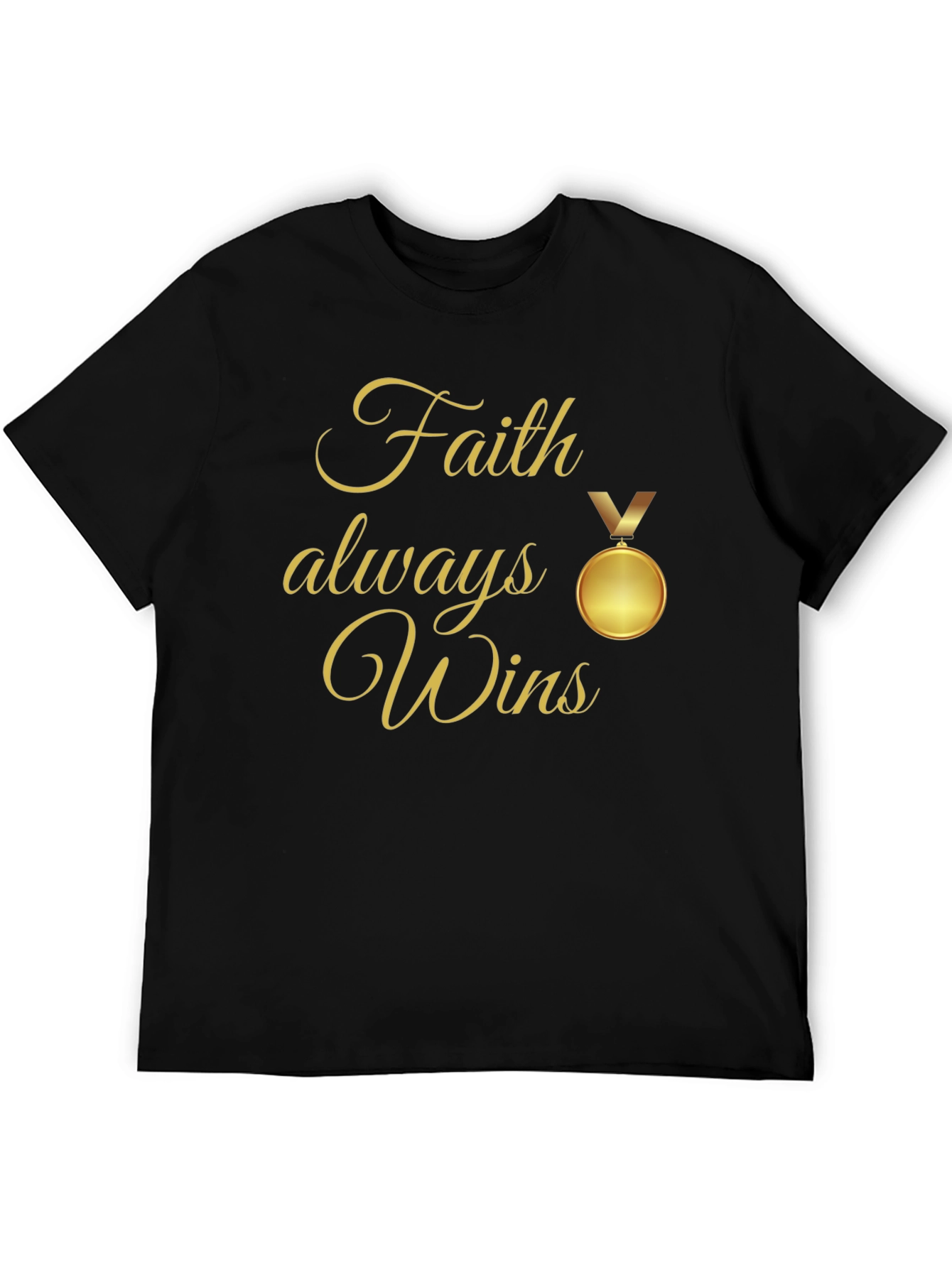 Faith Always Wins T-Shirt - Religious Medal Graphic Tee