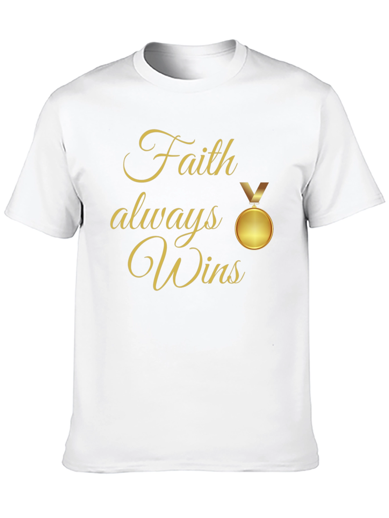 Faith Always Wins T-Shirt - Religious Medal Graphic Tee
