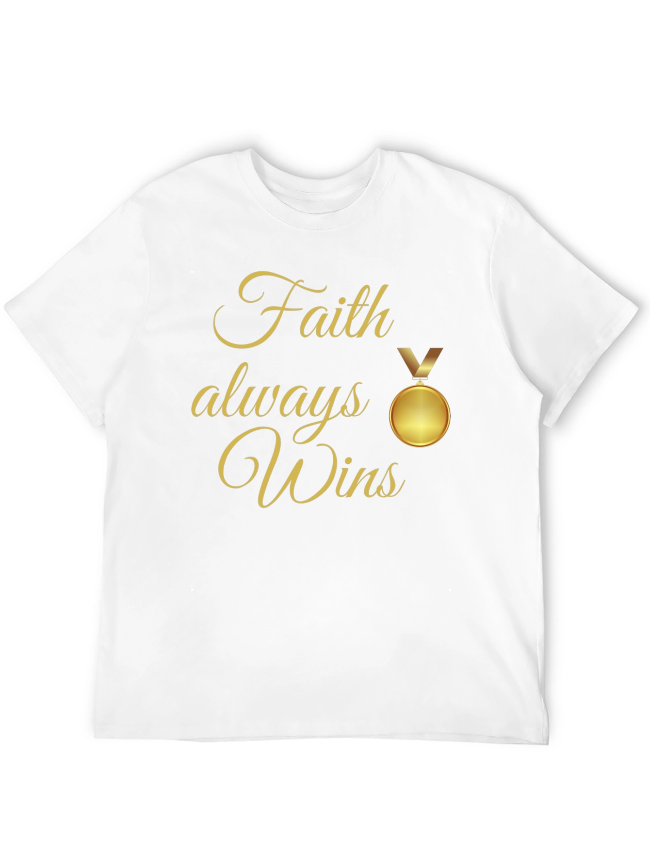 Faith Always Wins T-Shirt - Religious Medal Graphic Tee