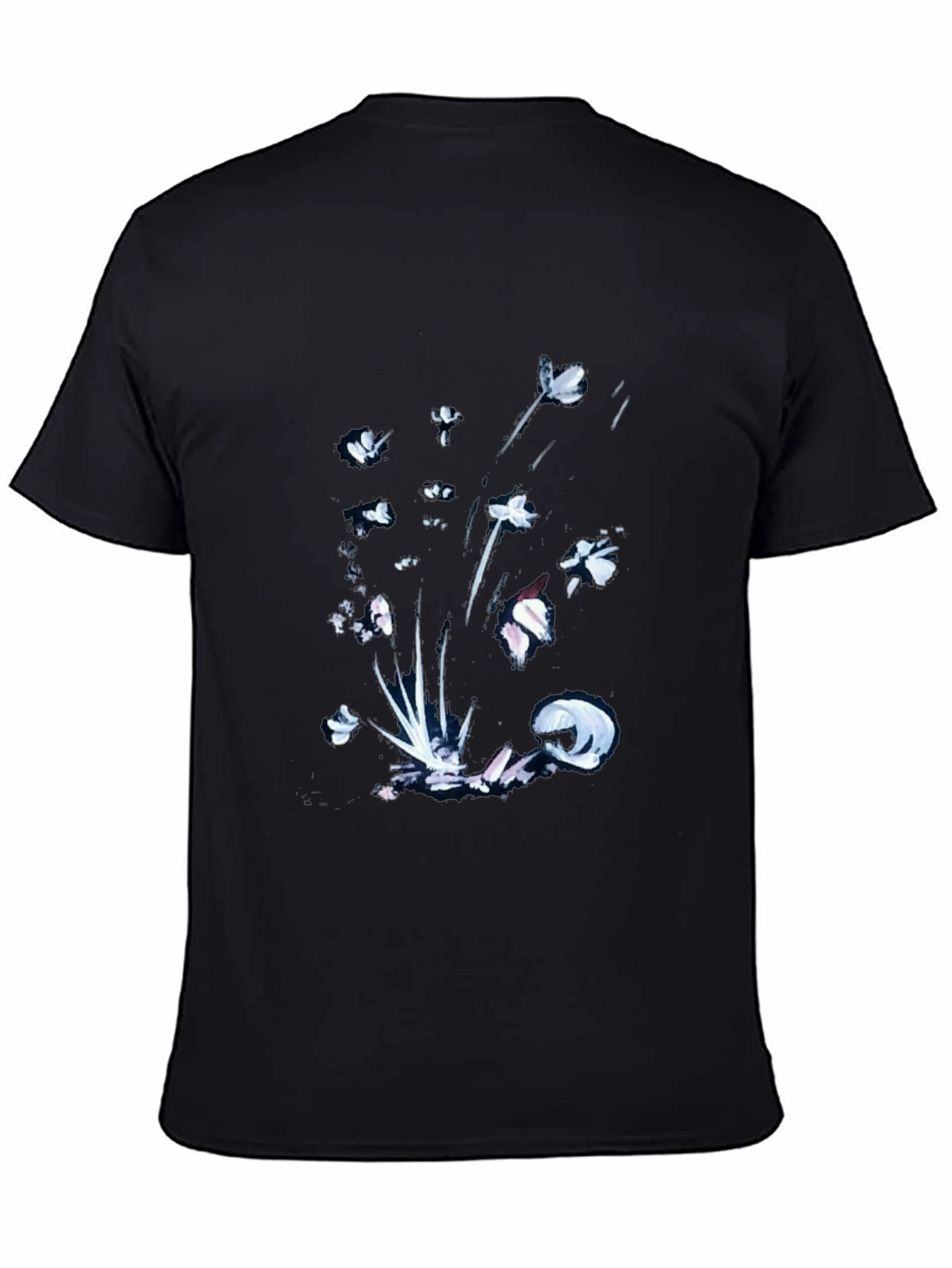 Black Floral Graphic Tee - Casual Wear