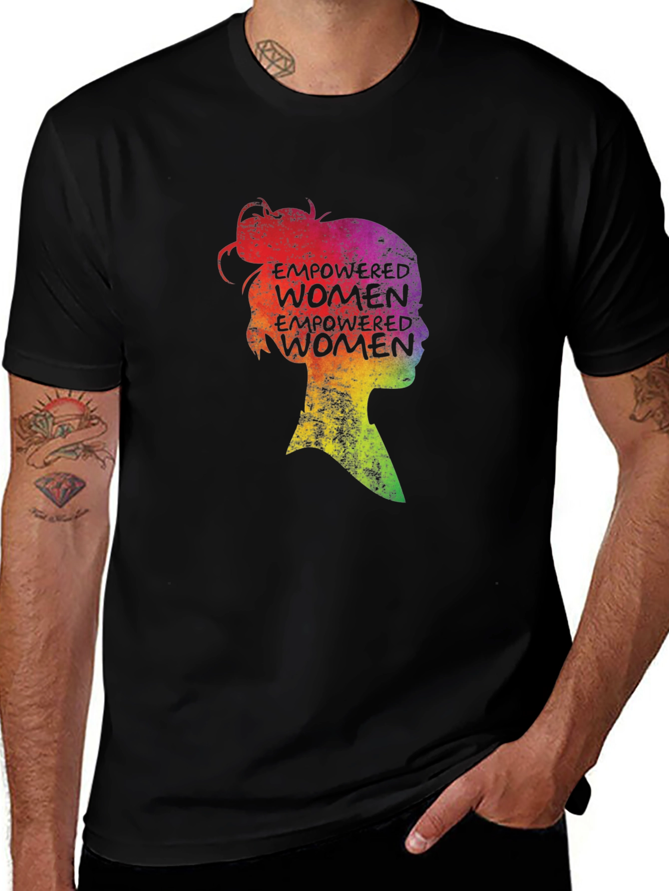 Empowered Women Silhouette Graphic Tee - Black
