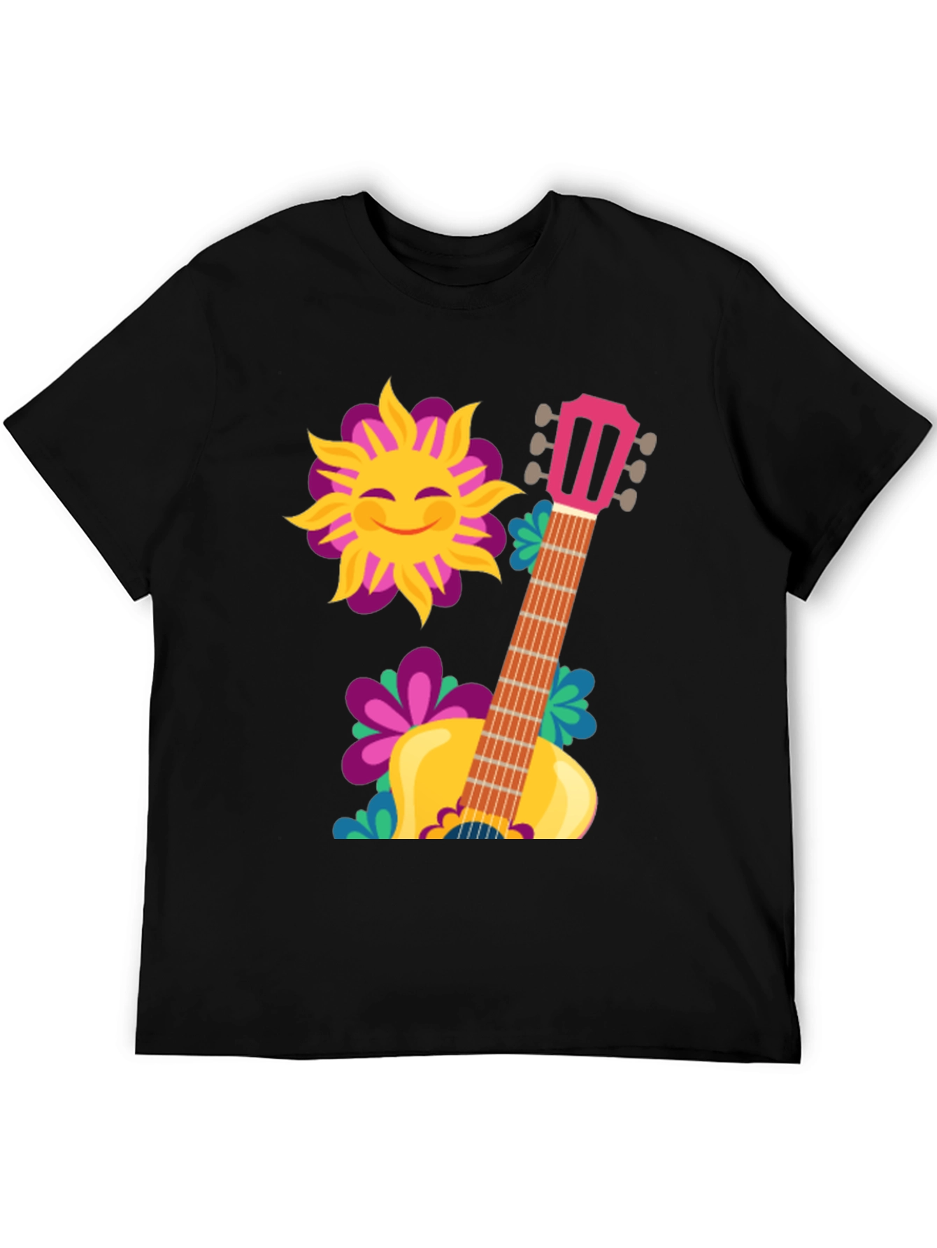 Sunshine Guitar Graphic T-Shirt - Black Cotton Tee