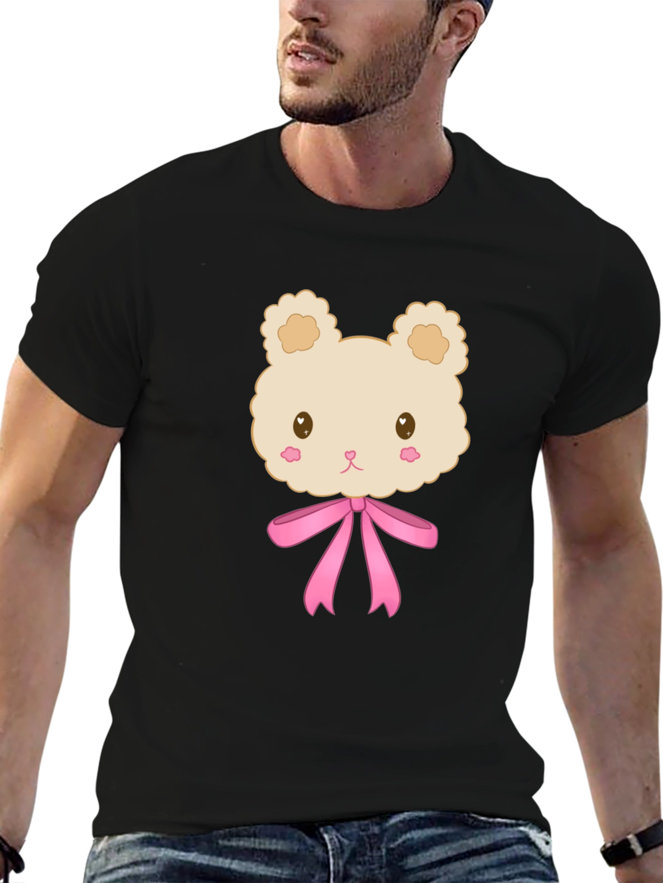 Cute Cartoon Teddy Bear T-Shirt - Black