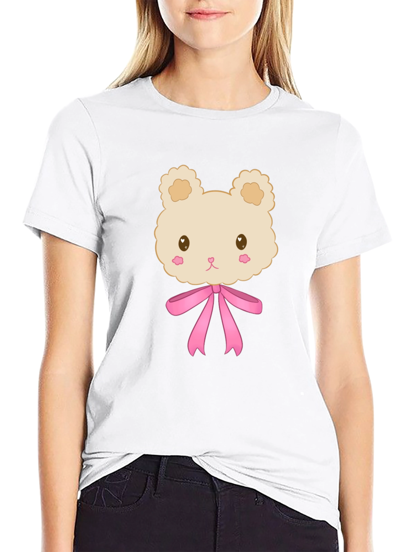 Cute Cartoon Teddy Bear T-Shirt - Black