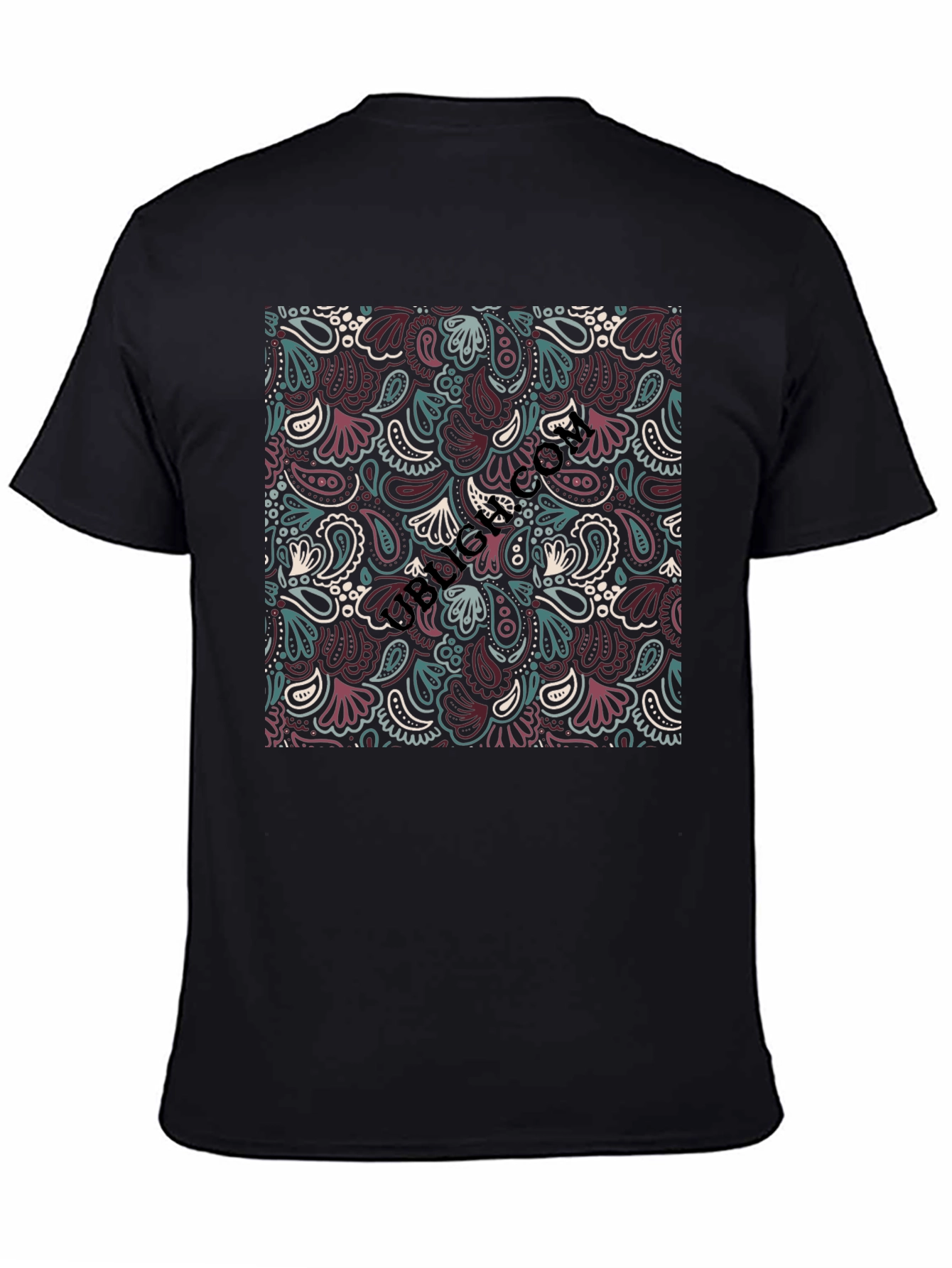 Paisley Patterned Tee - Stylish Black T-Shirt