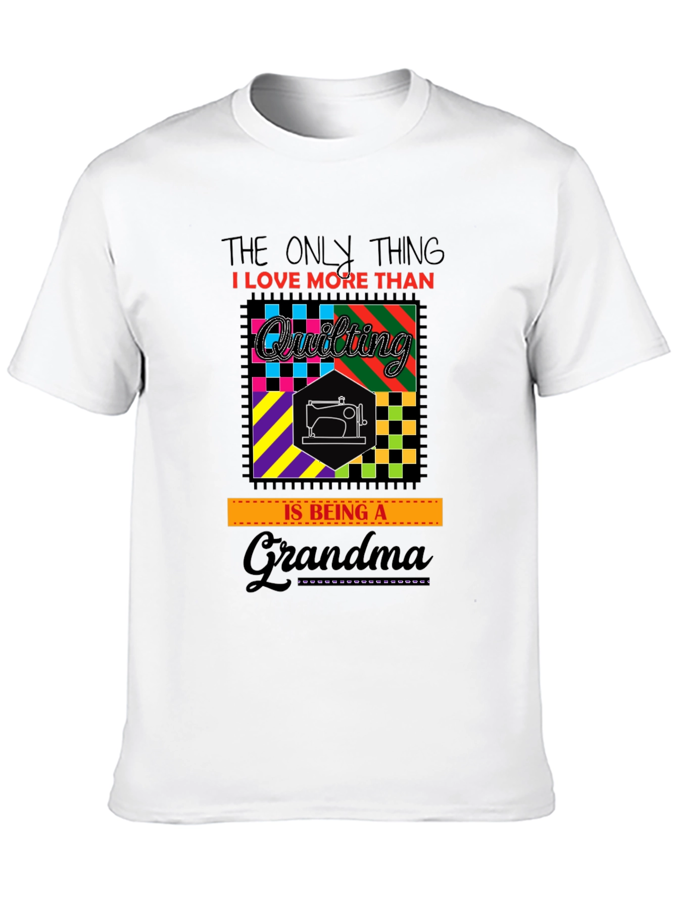 Quilting Grandma T-Shirt - Black Cotton Tee